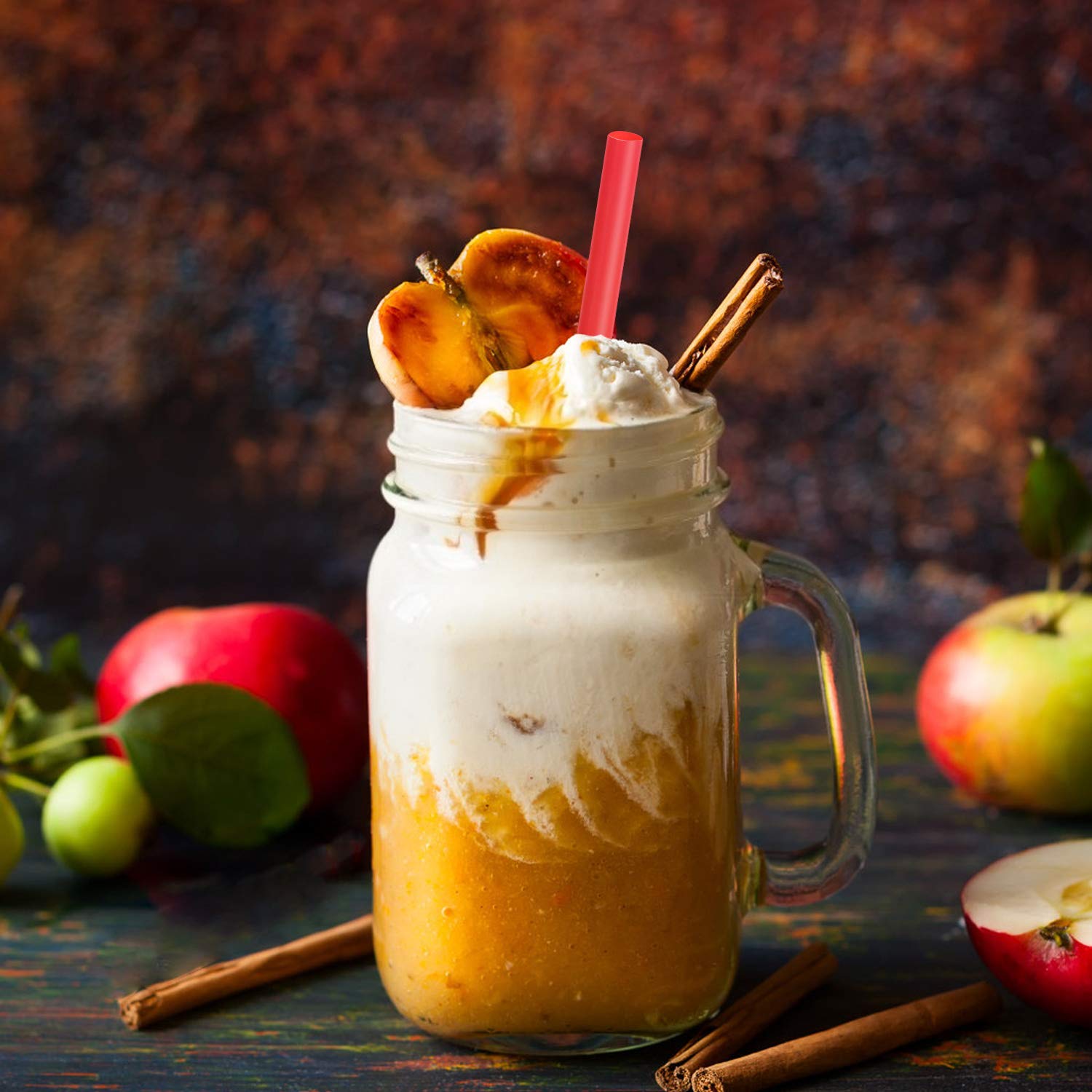 Renyih 300 Pcs Multi Colors Jumbo Smoothie Straws Boba Straws,Plastic Milkshake Straws Disposable Wide-Mouthed Large Individuall