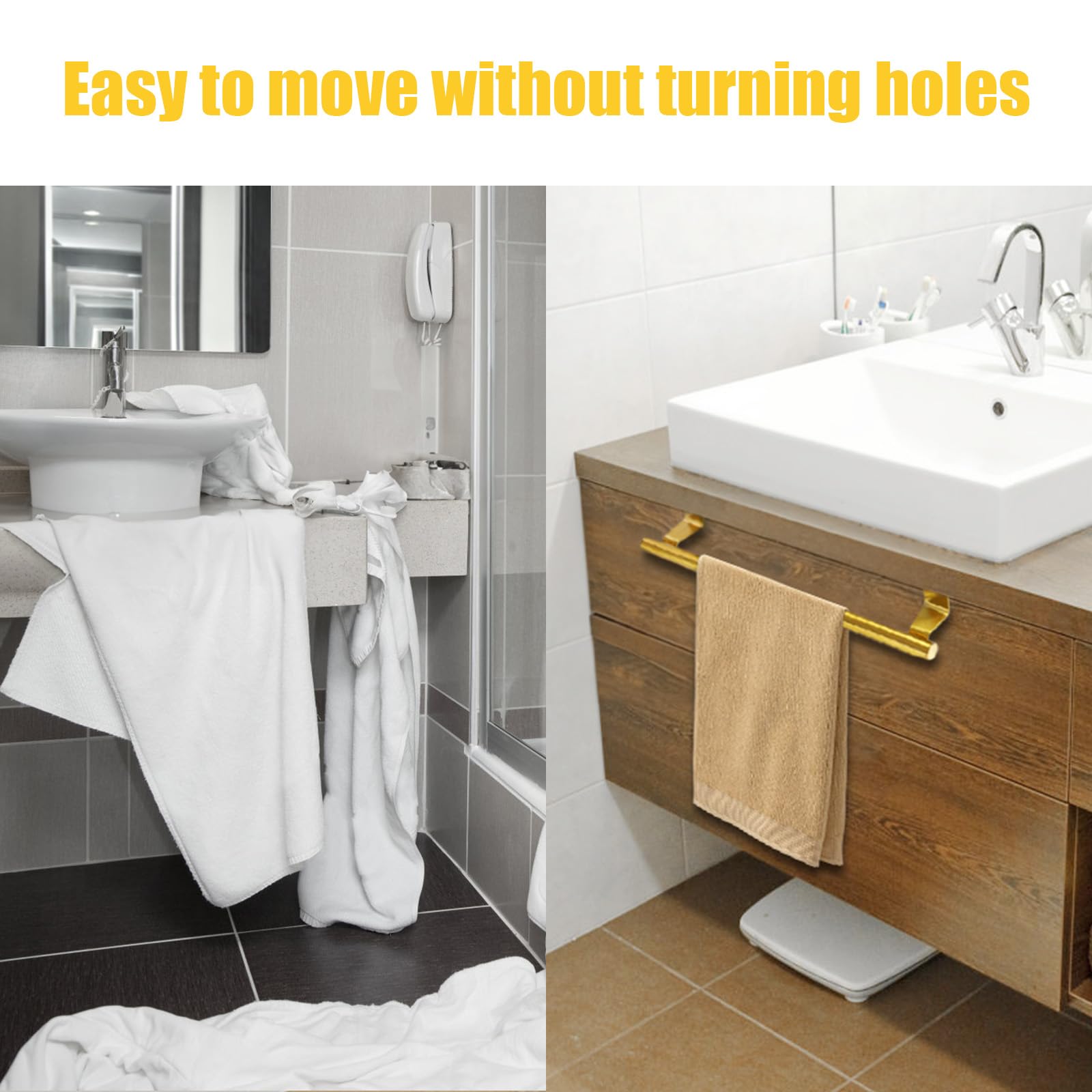 Coufce 2 Pack 9 Inch Towel Holder, Gold Bathroom Towel Bar Stainless Steel Hand Towel Rack, Over Cabinet Door Towel Bar For Kitc