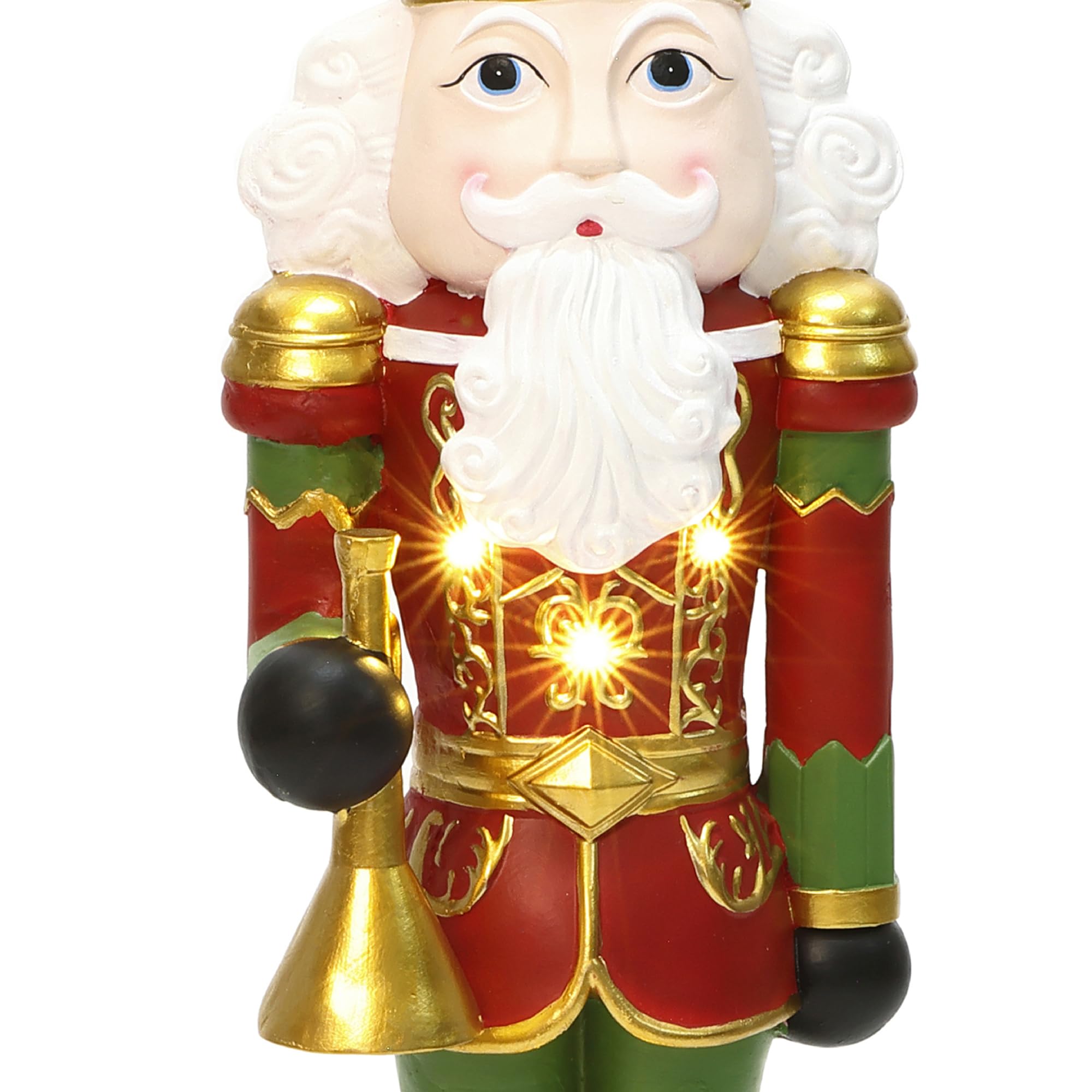LuxenHome 4FT Tall Nutcracker Christmas Decoration, Colorful Lighted Holiday Nutcracker Soldier Statue with Trumpet, Christmas D