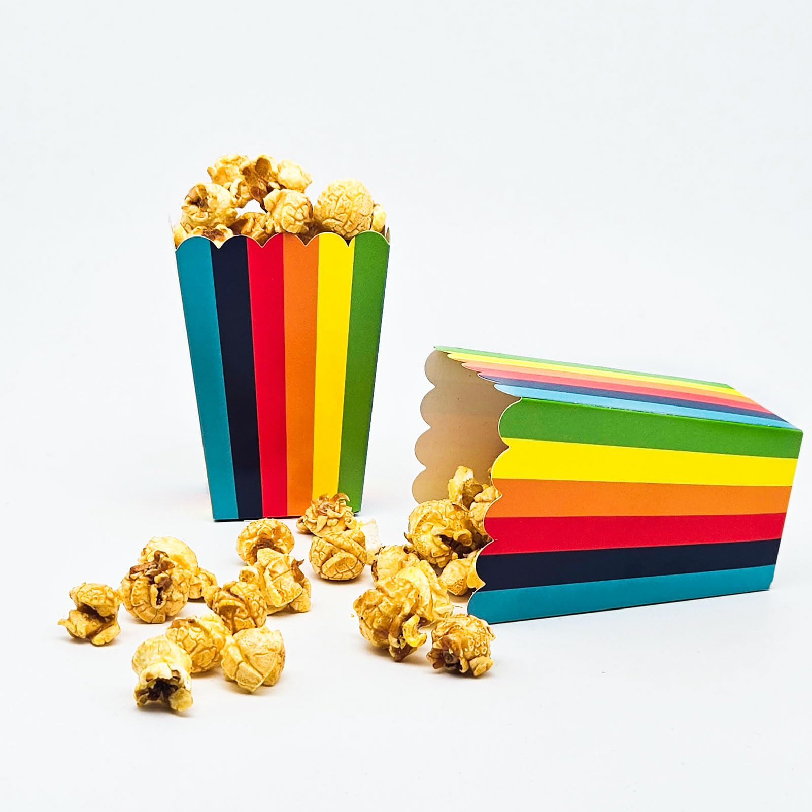 Rainbow Popcorn Boxes Set of 36 Mini Paper Colourful Popcorn Favor Boxes,Open-Top Cardboard Popcorn Container for Party Supplies