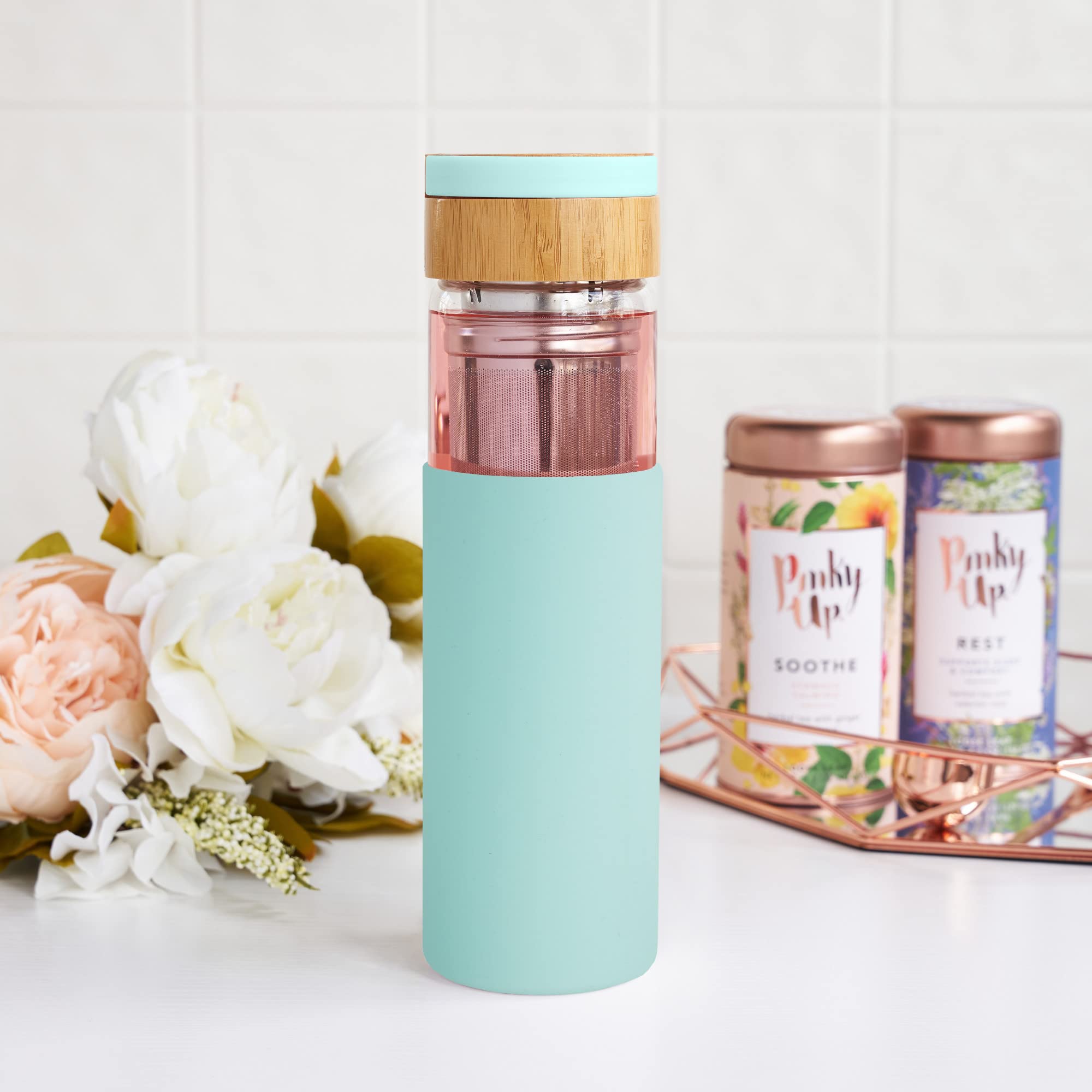 Dana Glass Travel Mug In Turquoise By Pinky Up