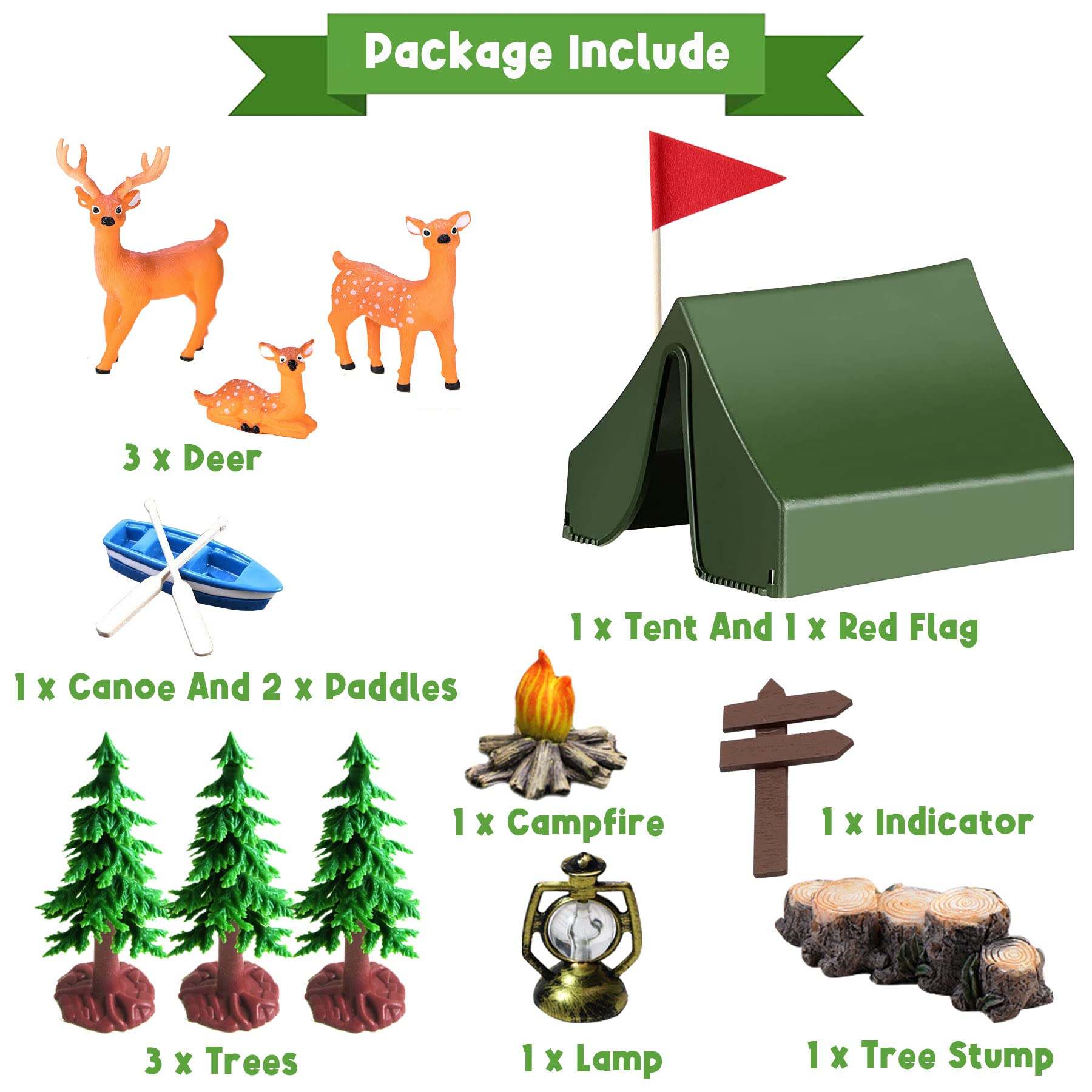 15Pcs Camping Cake Decorations - Camping Cake Toppers Fireside Camp Decor Set For Kids Camper Camping Fans' Birthday Party Cake