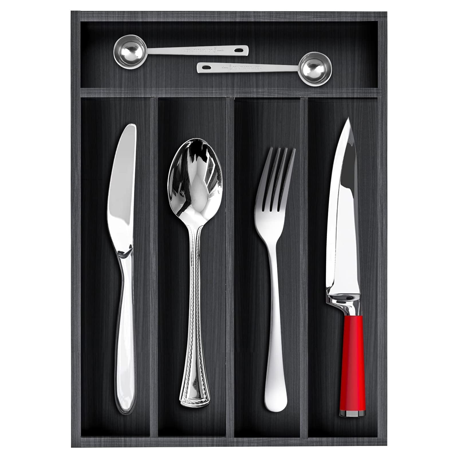 Ayiaren Kitchen Utensil Drawer Organizer Wooden Cutlery Tray Wood Silverware Holder Drawer Divider Flatware Organizer Utensils T