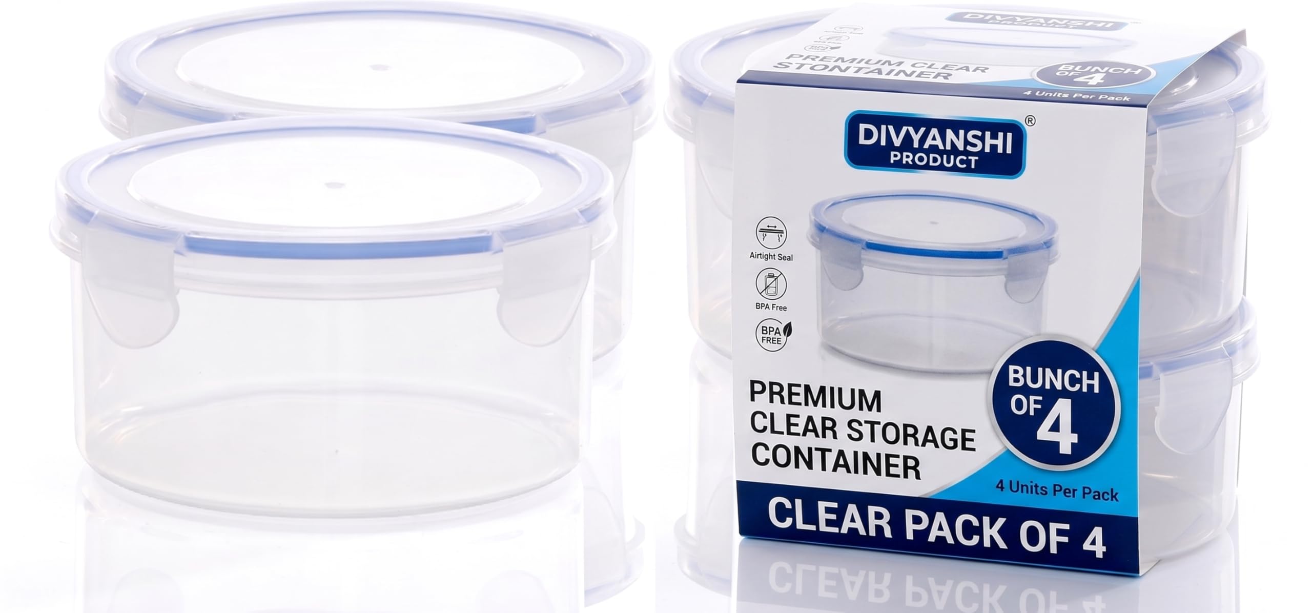 Divyasnhi Plastic Containers | Lick & Lock Storage Containers For Snacks Food Storage Boxes, Microwave Safe, Freezer Safe, Bpa F