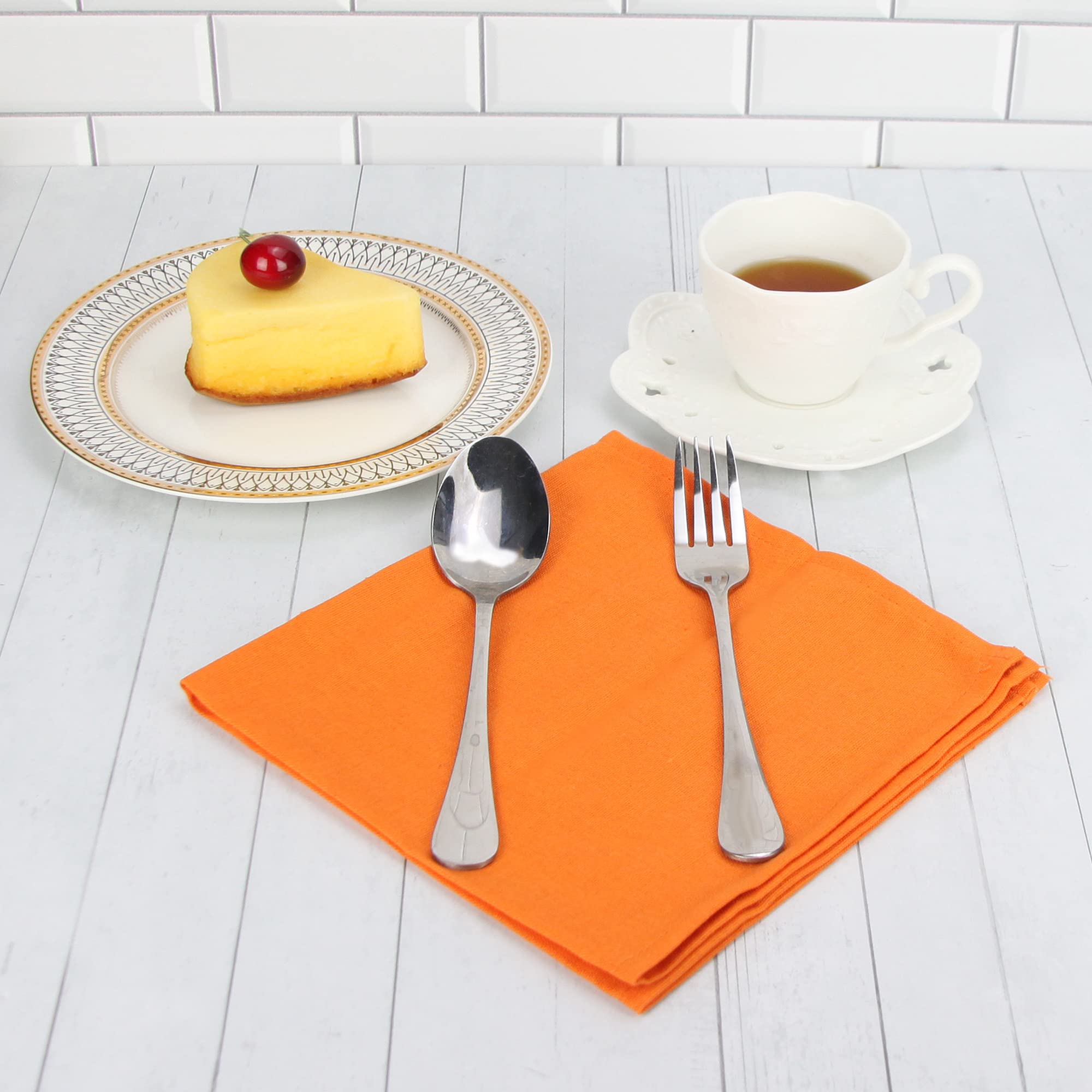 Infei Solid Color Cotton Linen Blended Thin Dinner Cloth Napkins - Set Of 12 (40 X 40 Cm) - For Easter Events & Home Use (Multi
