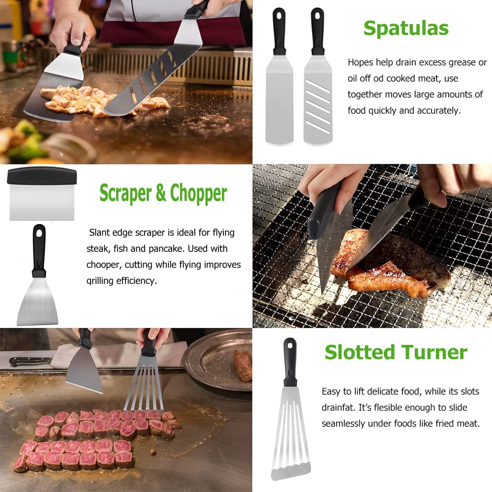 Griddle Accessories Kit, 131 Pcs Griddle Grill Tools Set Stainless Steel Grill Bbq Spatula Set, Griddle Utensils Kit For Blackst