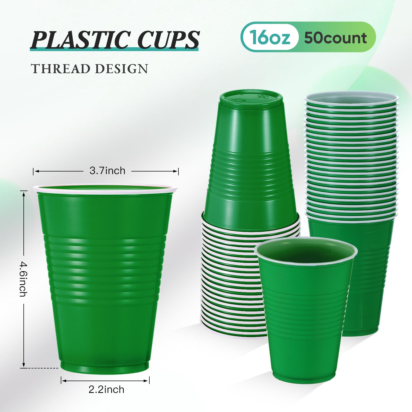 Mifoci 50 Pcs 16 Oz Plastic Drinking Cups Plastic Disposable Cups For Wedding Graduation Birthday Party Valentine Christmas Picn