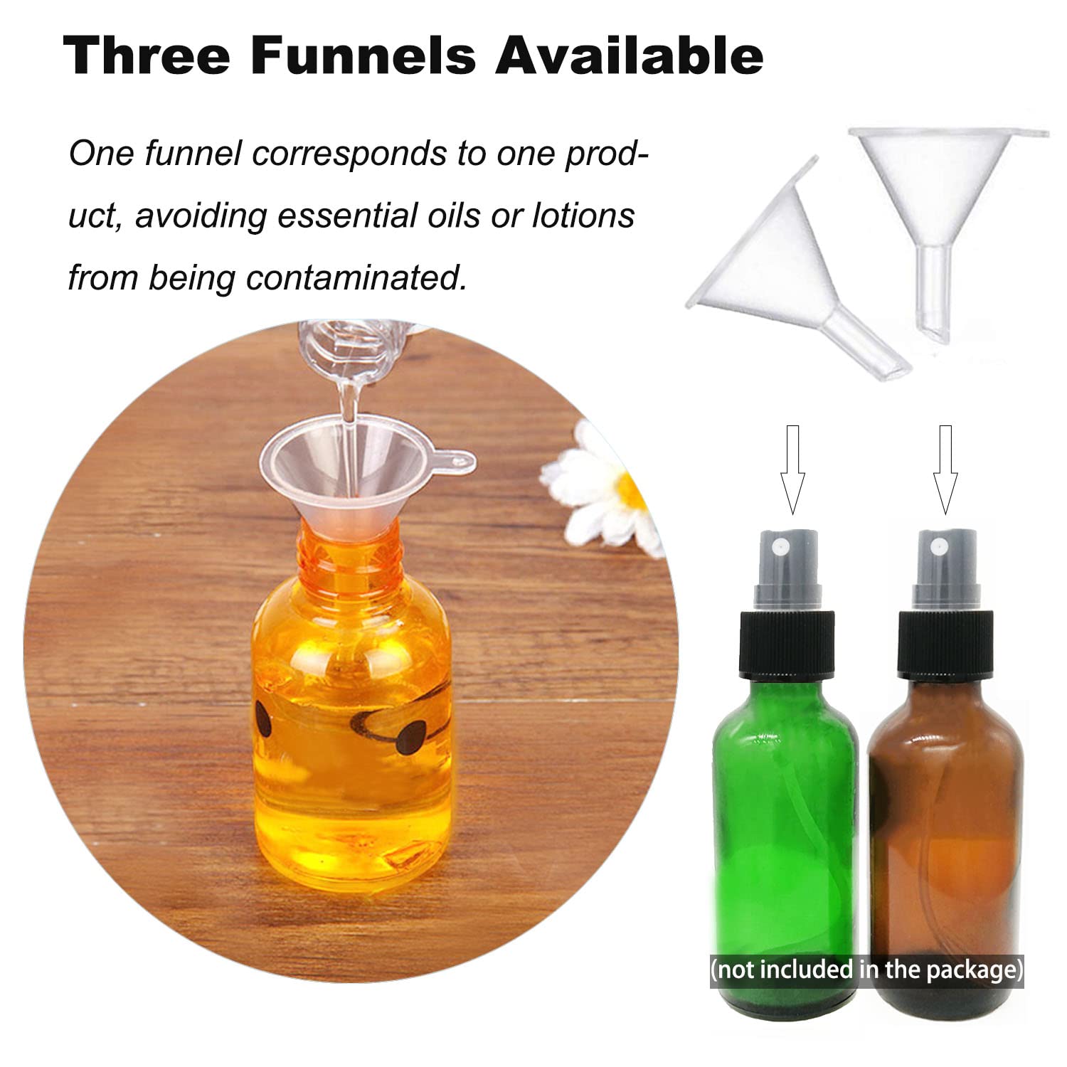 Avenoir Refillable Cosmetic Containers Funnels, Funnels For Filling Bottles Of Lotion, Water, Essential Oils, Lotions, Shampoo,