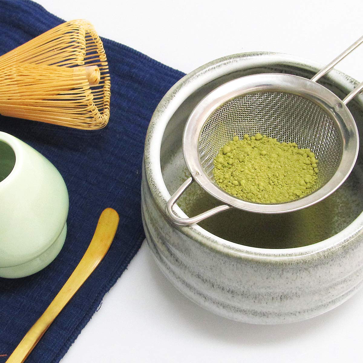 Artcome Japanese Matcha Tea Set, Matcha Whisk, Traditional Scoop, Matcha Bowl, Ceramic Whisk Holder, Handmade Ceremony Kit (7 Pc