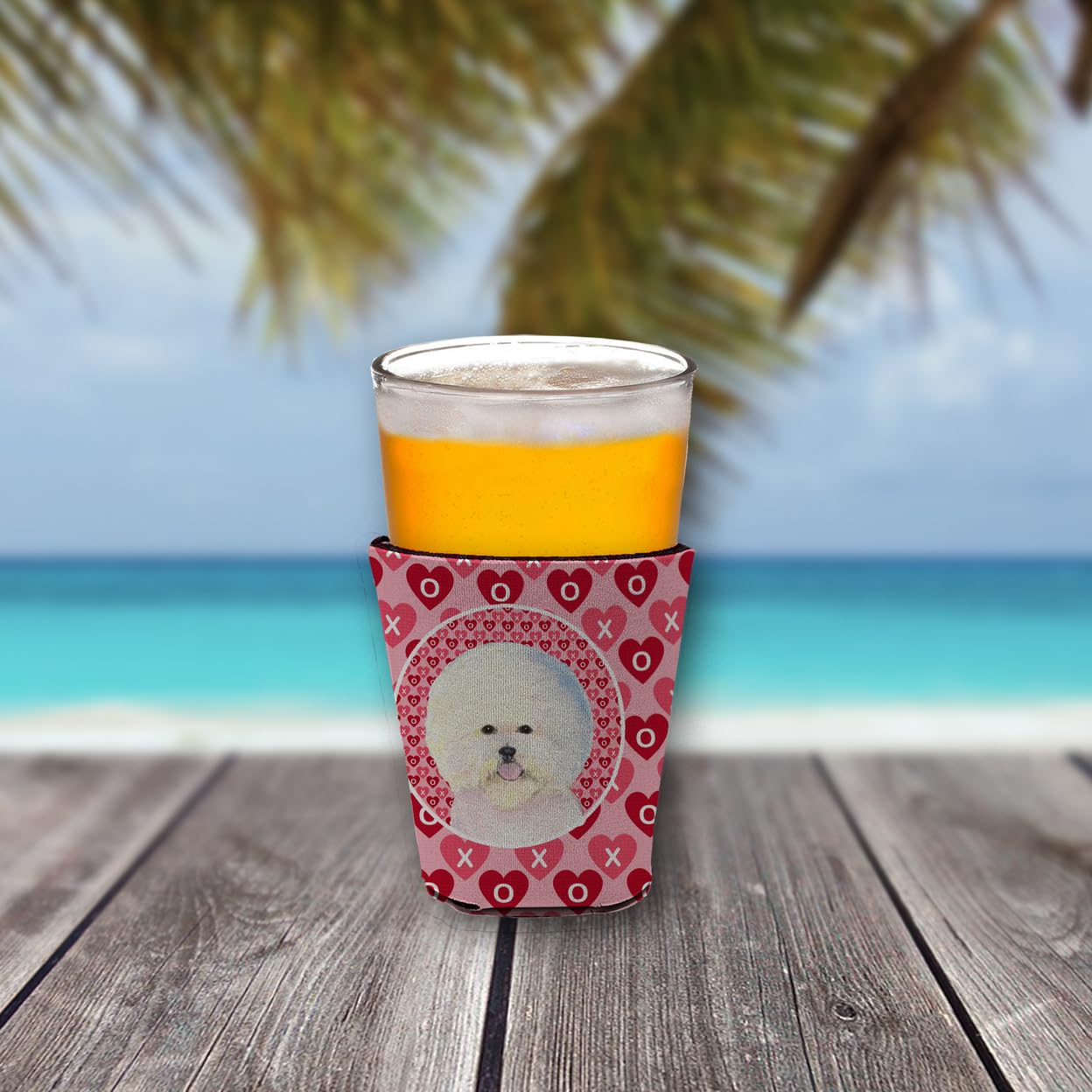 Bichon Frise  Red Solo Cup Beverage Insulator Hugger