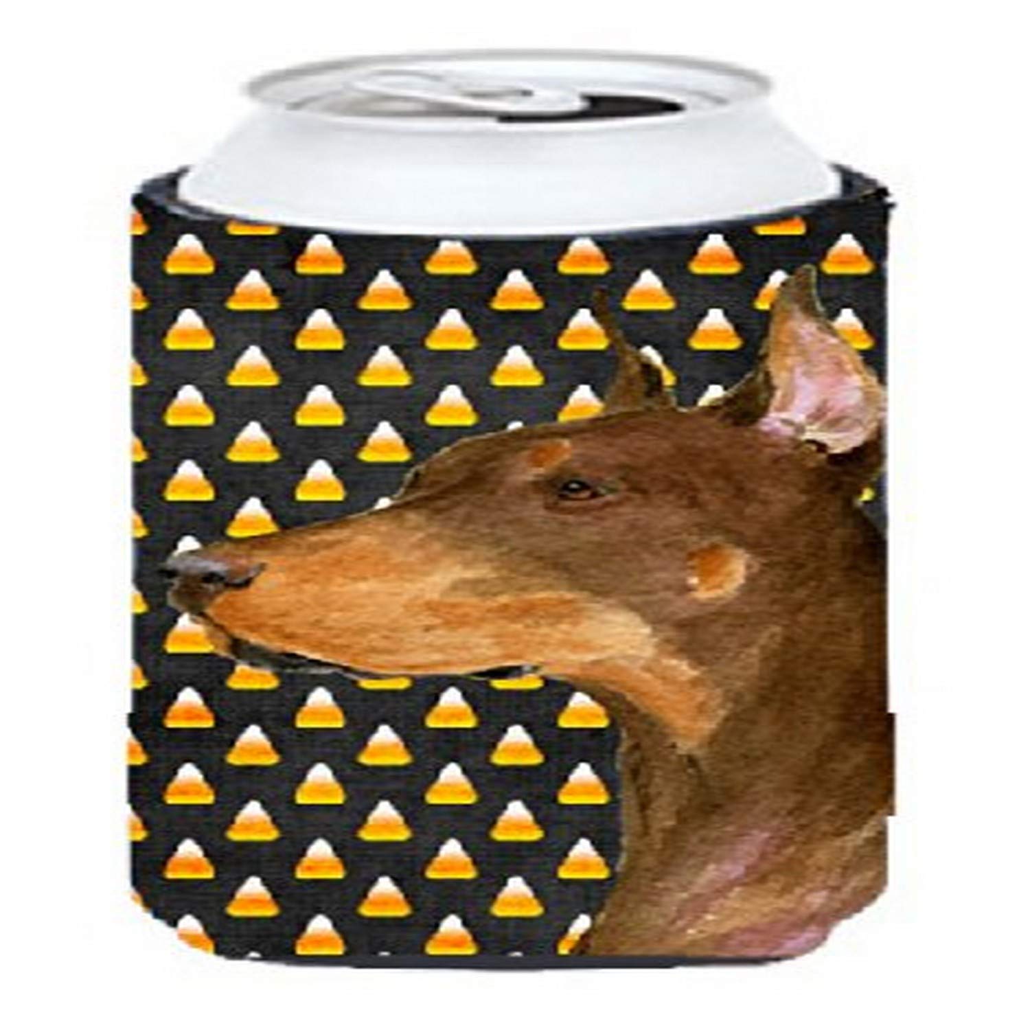 Caroline'S Treasures Ss4261Tbc Doberman Candy Corn Halloween Portrait Tall Boy Hugger Can Cooler Sleeve Hugger Machine Washable