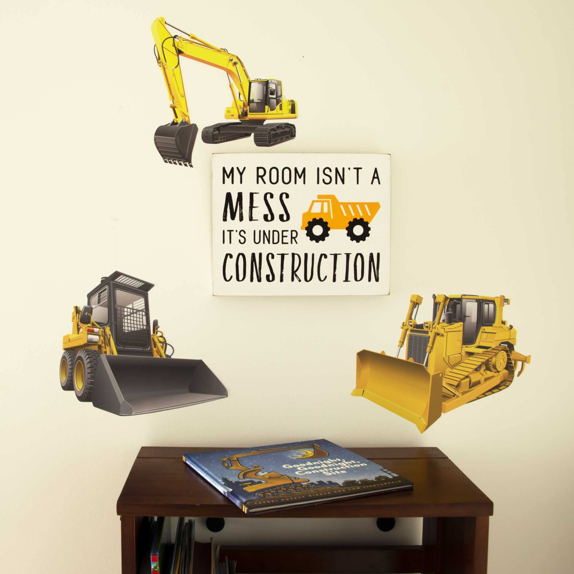 Stikart Yellow Excavator Construction Truck Wall Decal, 10-Inches W By 10.5-Inches H