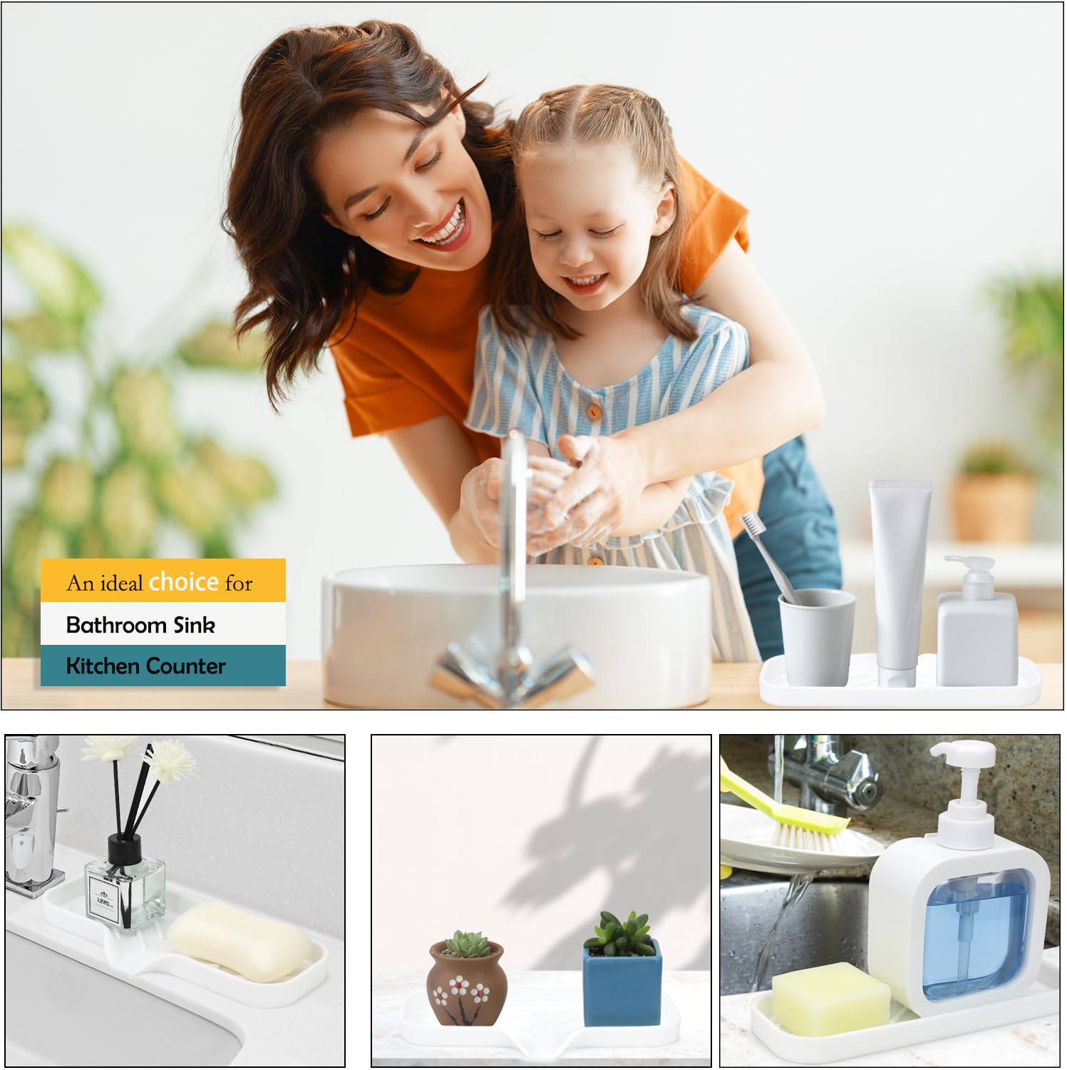 Silicone Bathroom Soap Dishes, Sponge Holder For Kitchen Sink, Shower Soap Holder With Drain, Soap Dispenser Tray, Soap Dish For