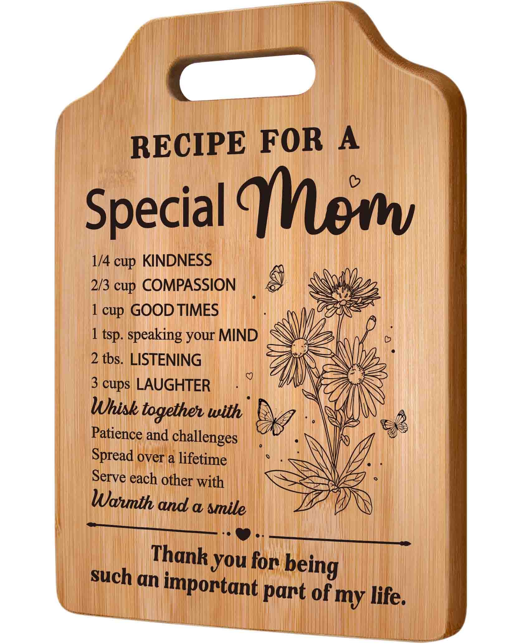 Gifts for Mom, Moms Birthday Gift Ideas, Recipe Cutting Board for Moms, Best Gifts for Mom Birthday, Christmas, Mothers Day, Val