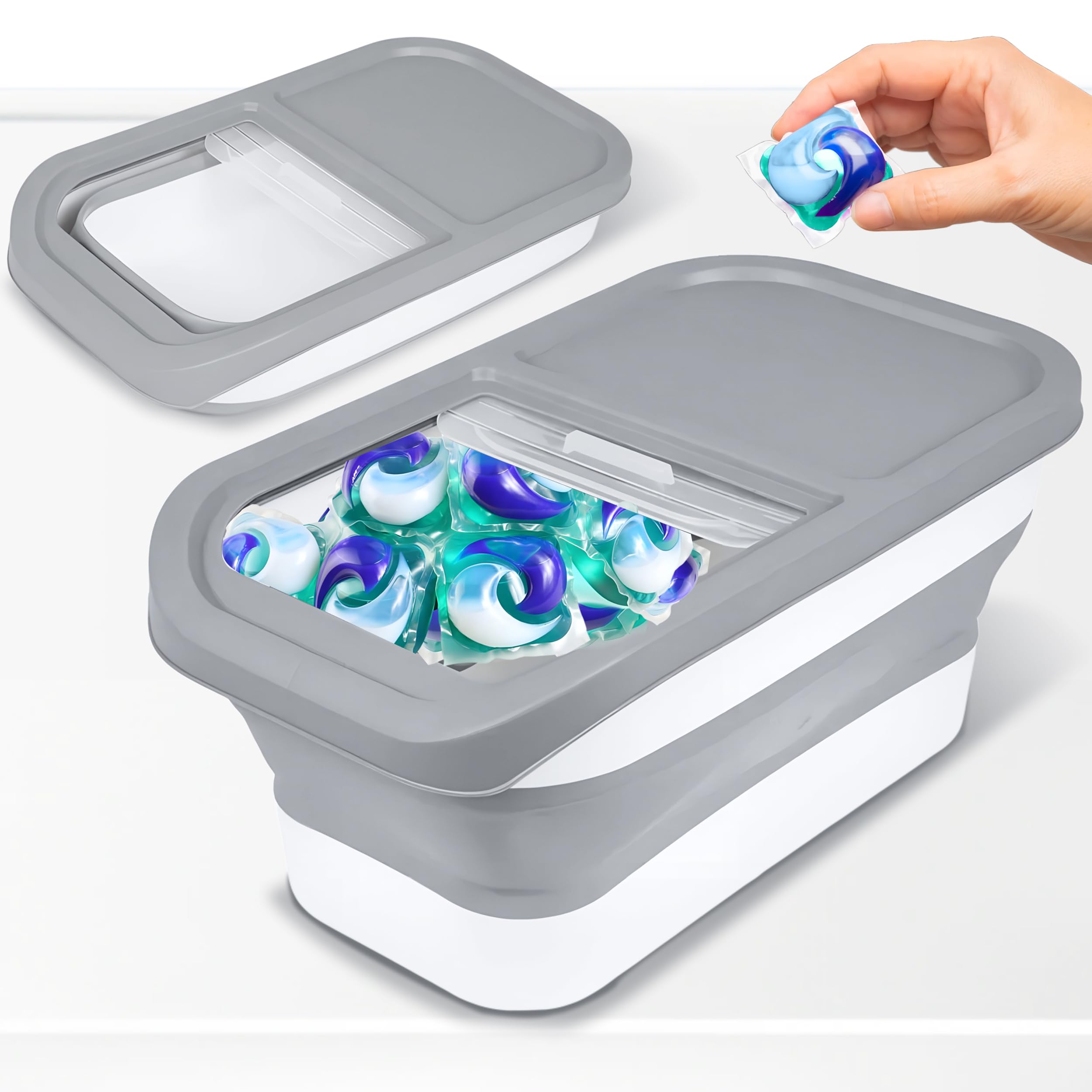 Skywin Expandable Laundry Pod Container - Laundry Pod Storage Container For Laundry Room Container Organization - Laundry Deterg