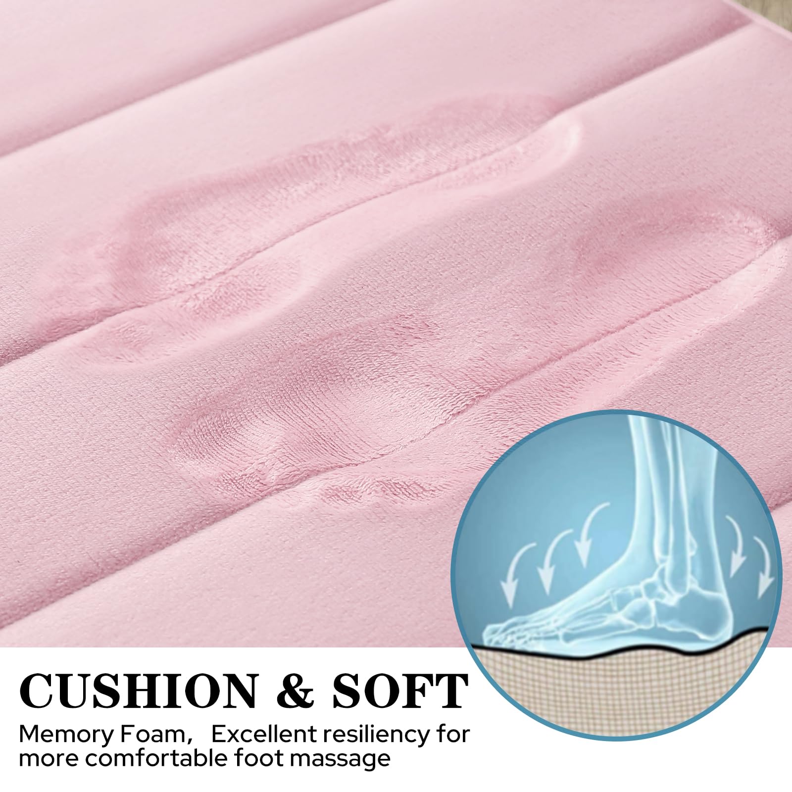 Bysure Bathroom Rugs Sets 2 Piece, Memory Foam Non Slip Extra Soft Absorbent Machine Washable Toilet Bath Mats (Pink, 20X32+U-Sh