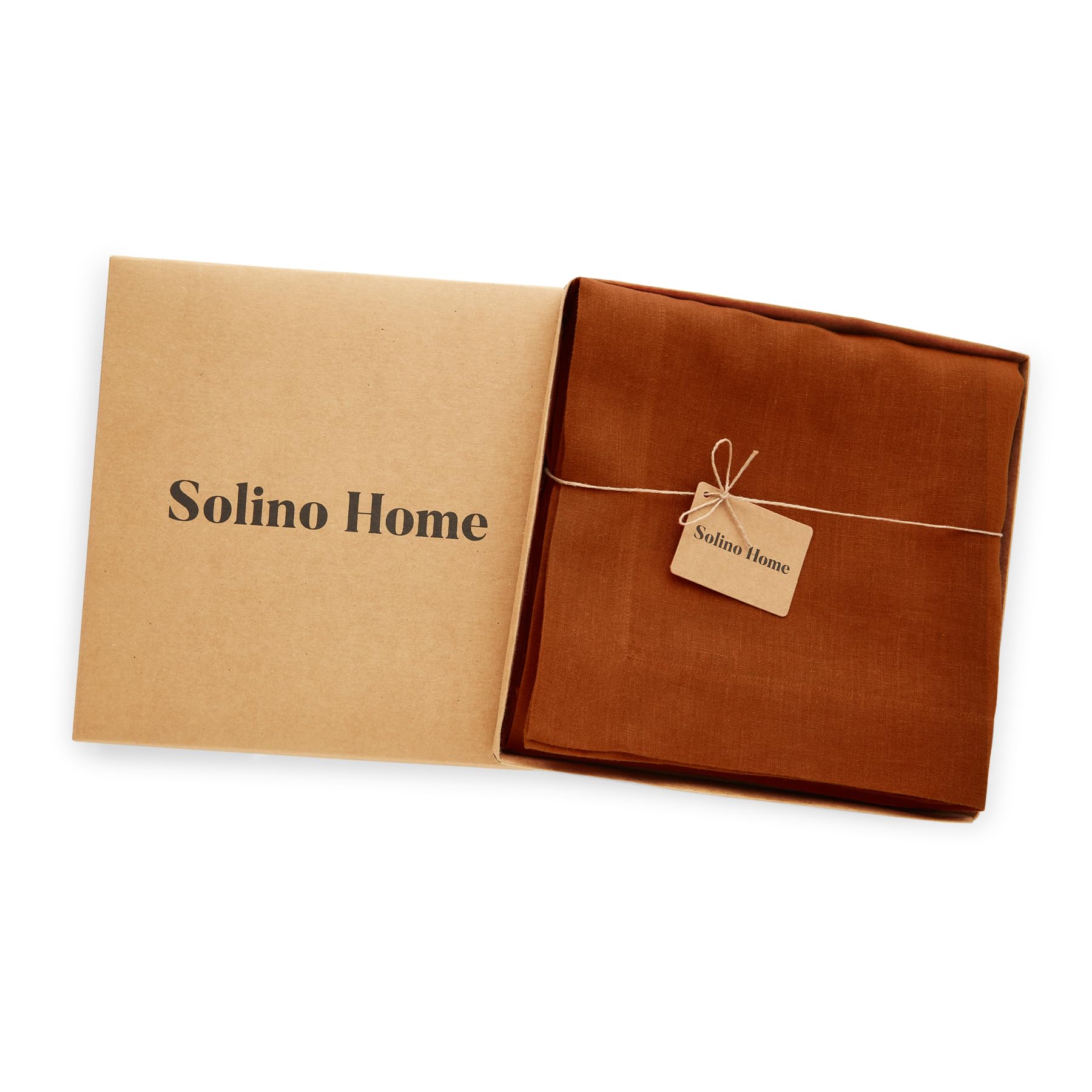 Solino Home Cinnamon Stick Linen Tablecloth 108'' L X 70'' W Inch - Sonoma, 100% Pure Linen Prewashed Table Cloth For Rectangle
