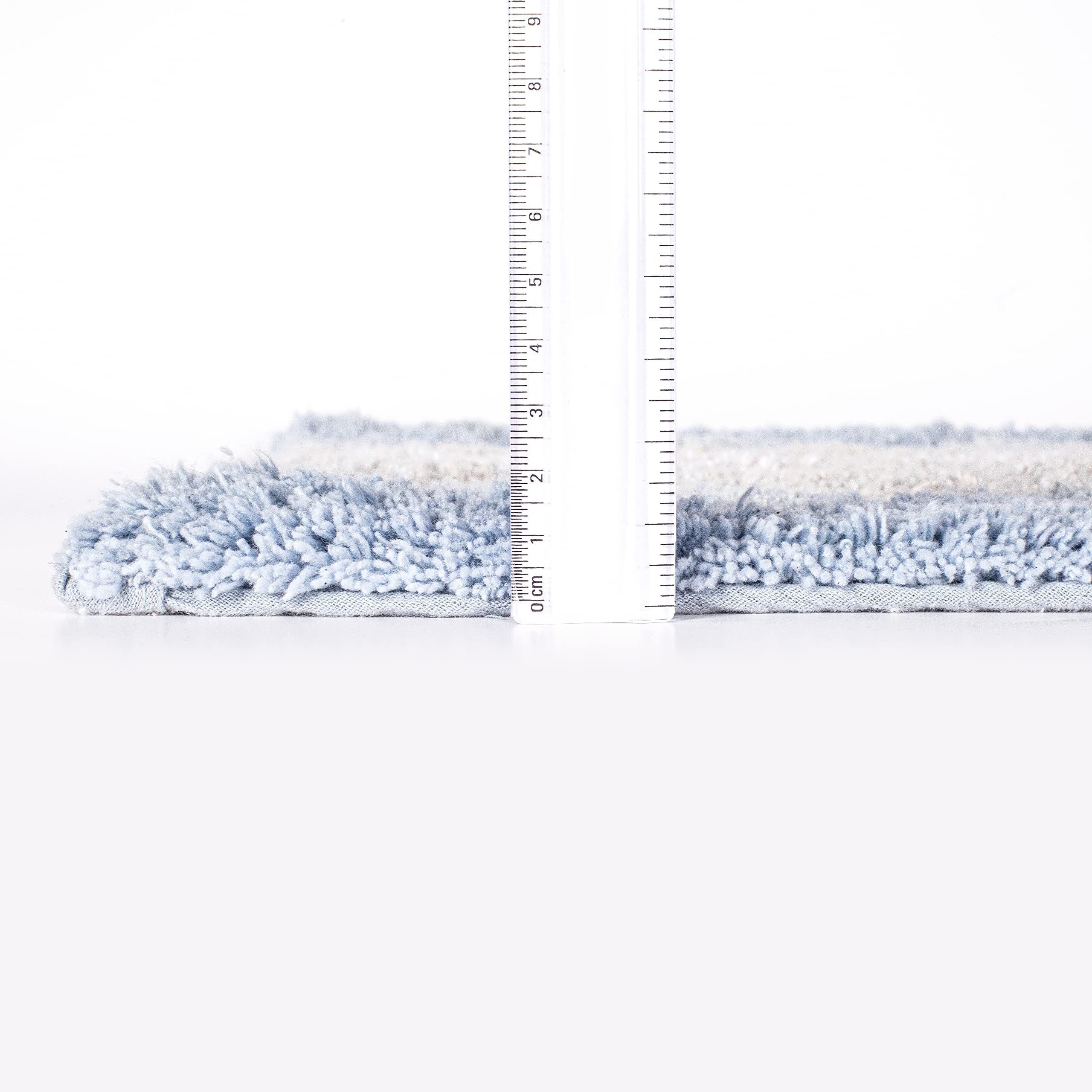 Bathroom Rugs Set 2 Piece in 100% Cotton Albany Inspired Bath Rugs 21x32/17x34  Blue Combo Anitskid Bath Rugs Set Cotton Bath Mat Cotton Bath Rugs Soft Absorbent Machine Washable Non Slip Bath Rug