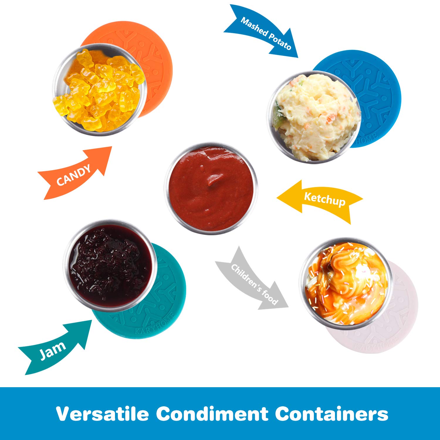 Lalastar Salad Dressing Container To Go, 4X1.6Oz Stainless Steel Condiment Containers With Lids, Premium Silicone, Leakproof And