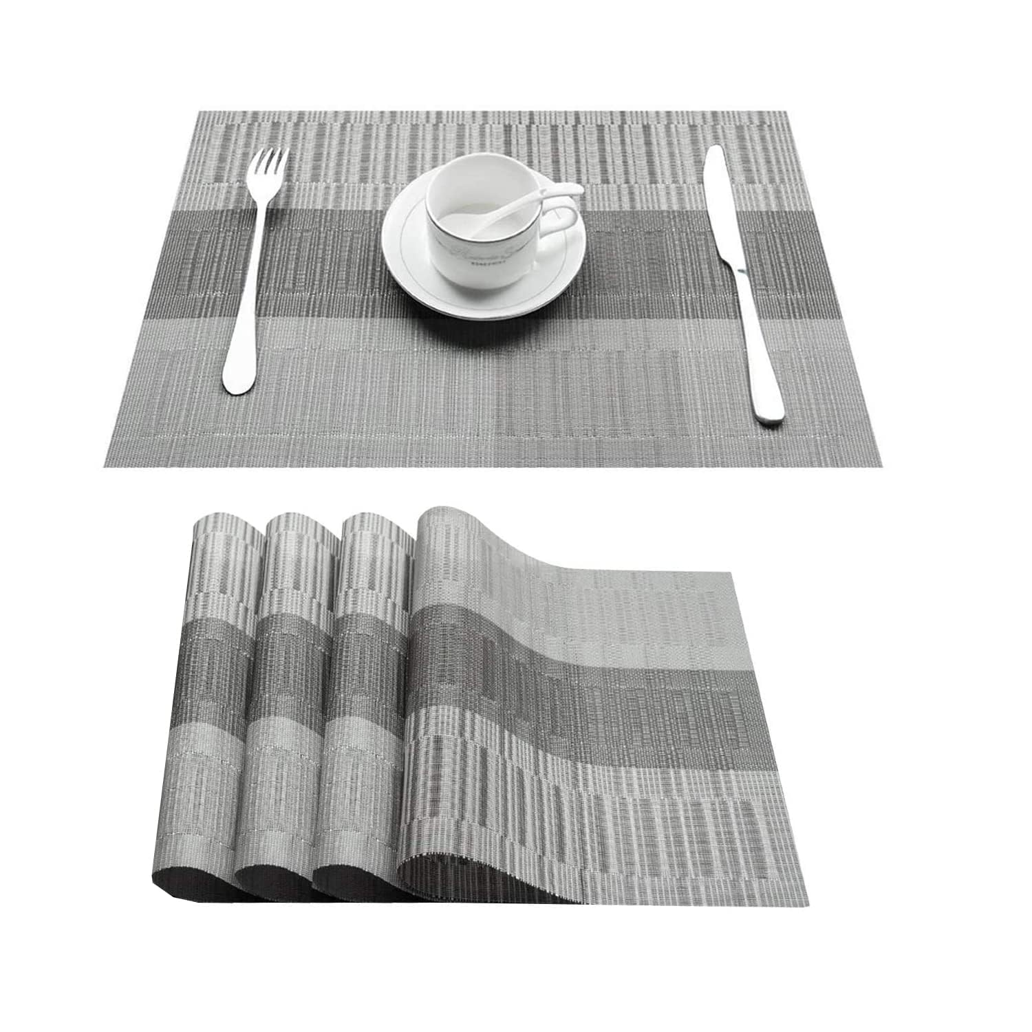 KESHU ENTERPRISE PVC Washable Placemats for Dining Table Dining Table Mats Woven Vinyl PVC Placemats NonSlip HeatResistant Was
