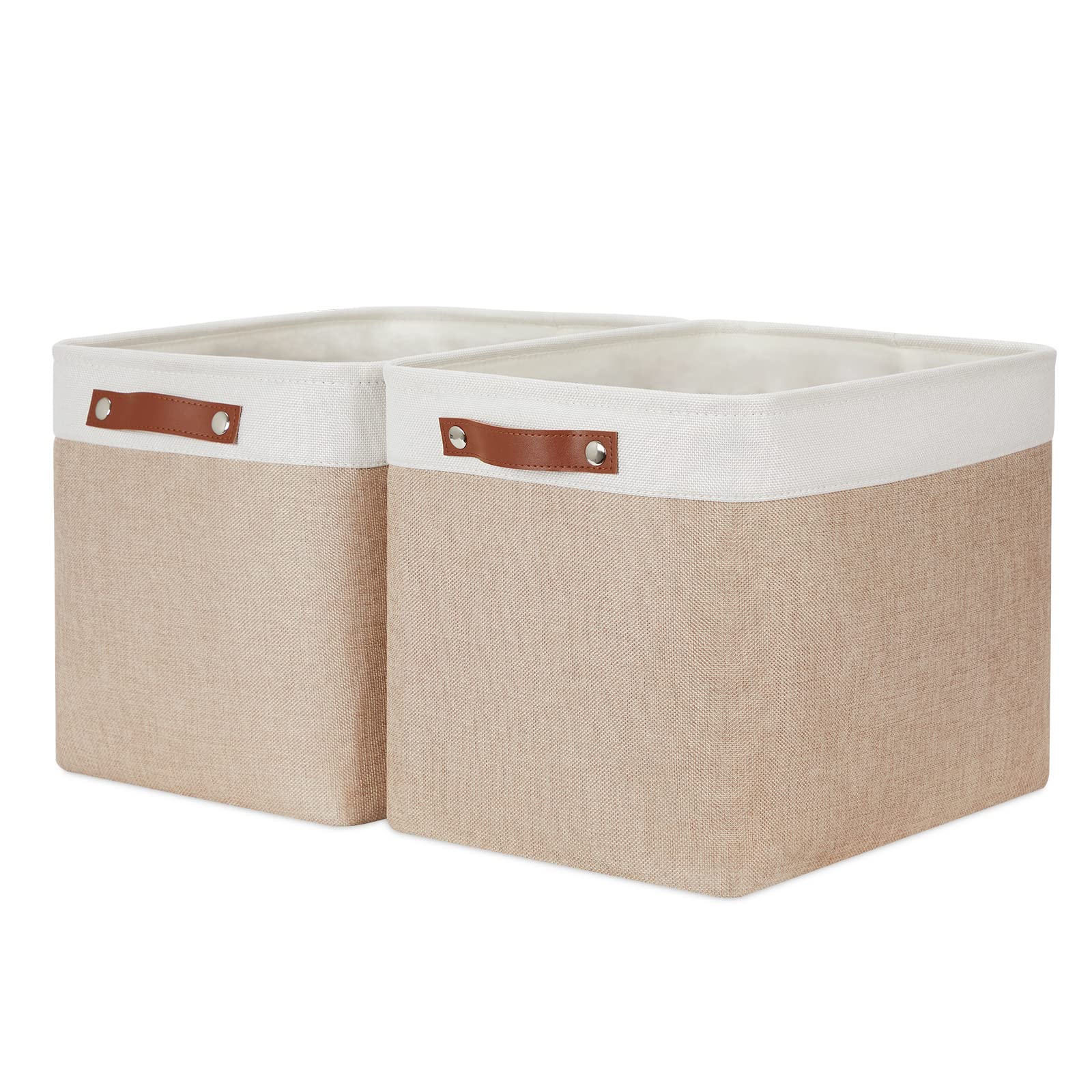 Hnzige Fabric Storage Baskets For Organizing [2 Pack] Large Canvas Rectangular Storage Bins For Shelves 16 '' X 11.8 '' X 11.8 '