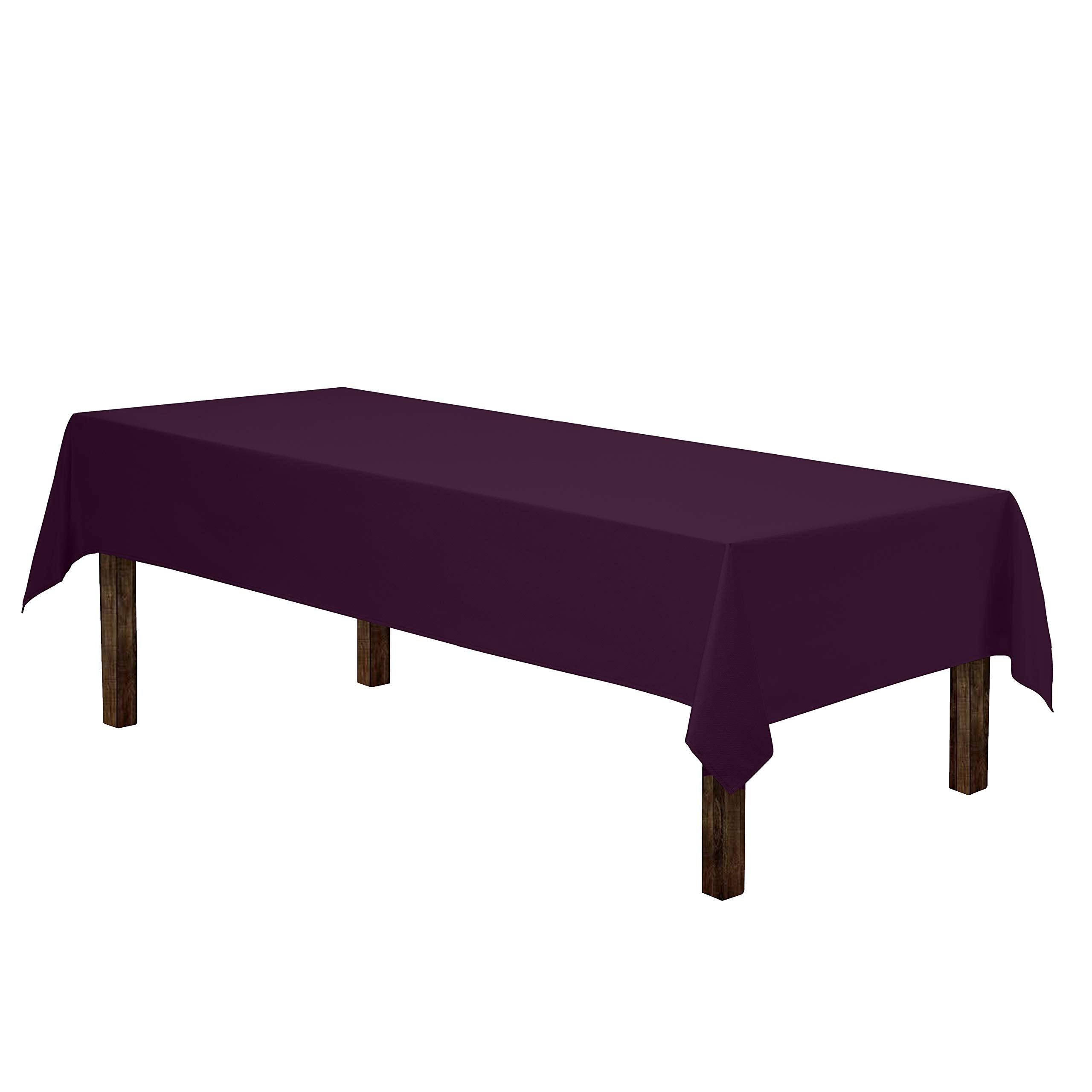 Gee Di Moda Rectangle Tablecloth - 60 X 84 Inch Eggplant Table Cloth For 5 Foot Rectangle Table - Heavy Duty Washable Fabric - F