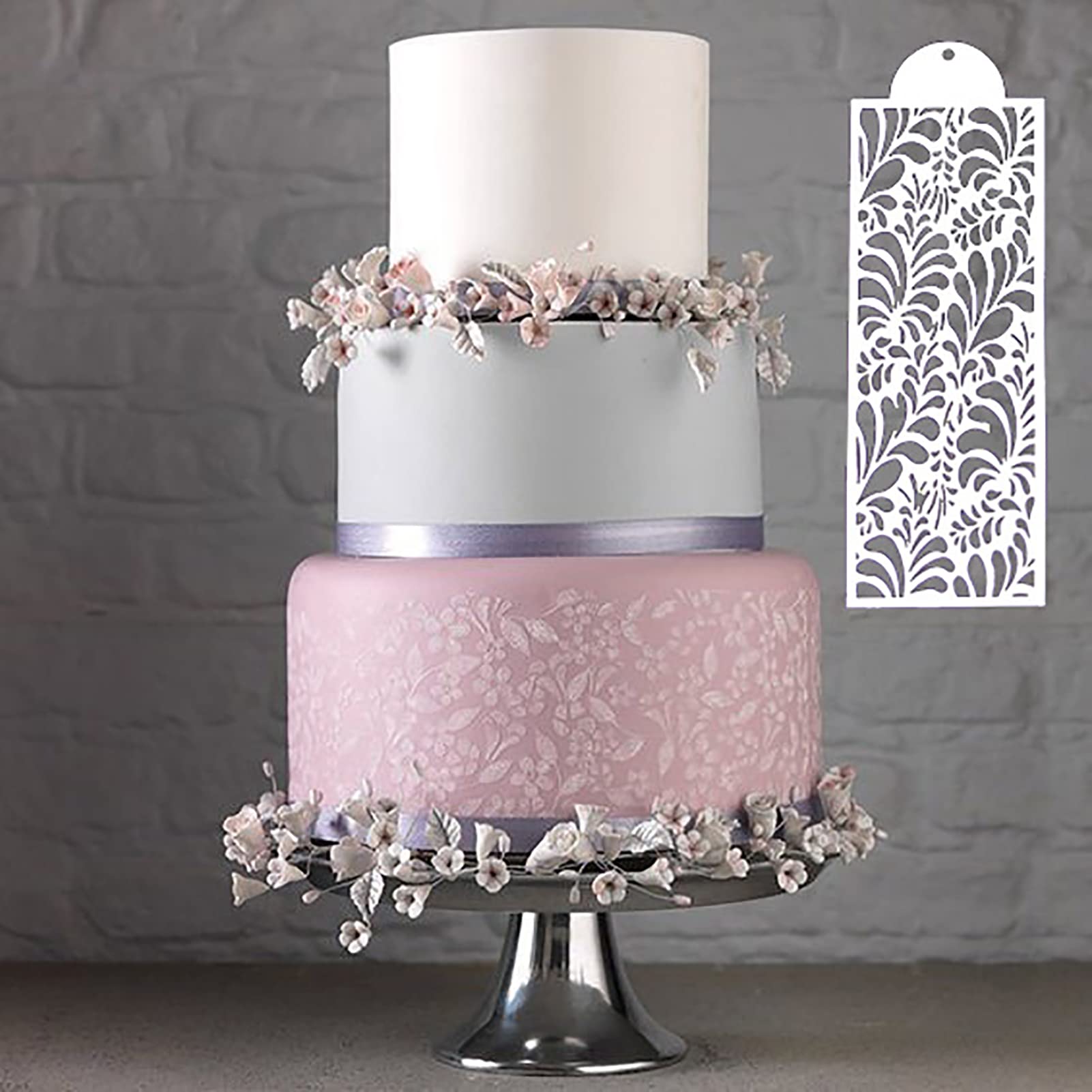 Cake Stencils,Cake Decorating Stencil,Floral Cake Hollow Lace Cookie Fondant Dessert Cake Templates,Cake Side Decorating Templat