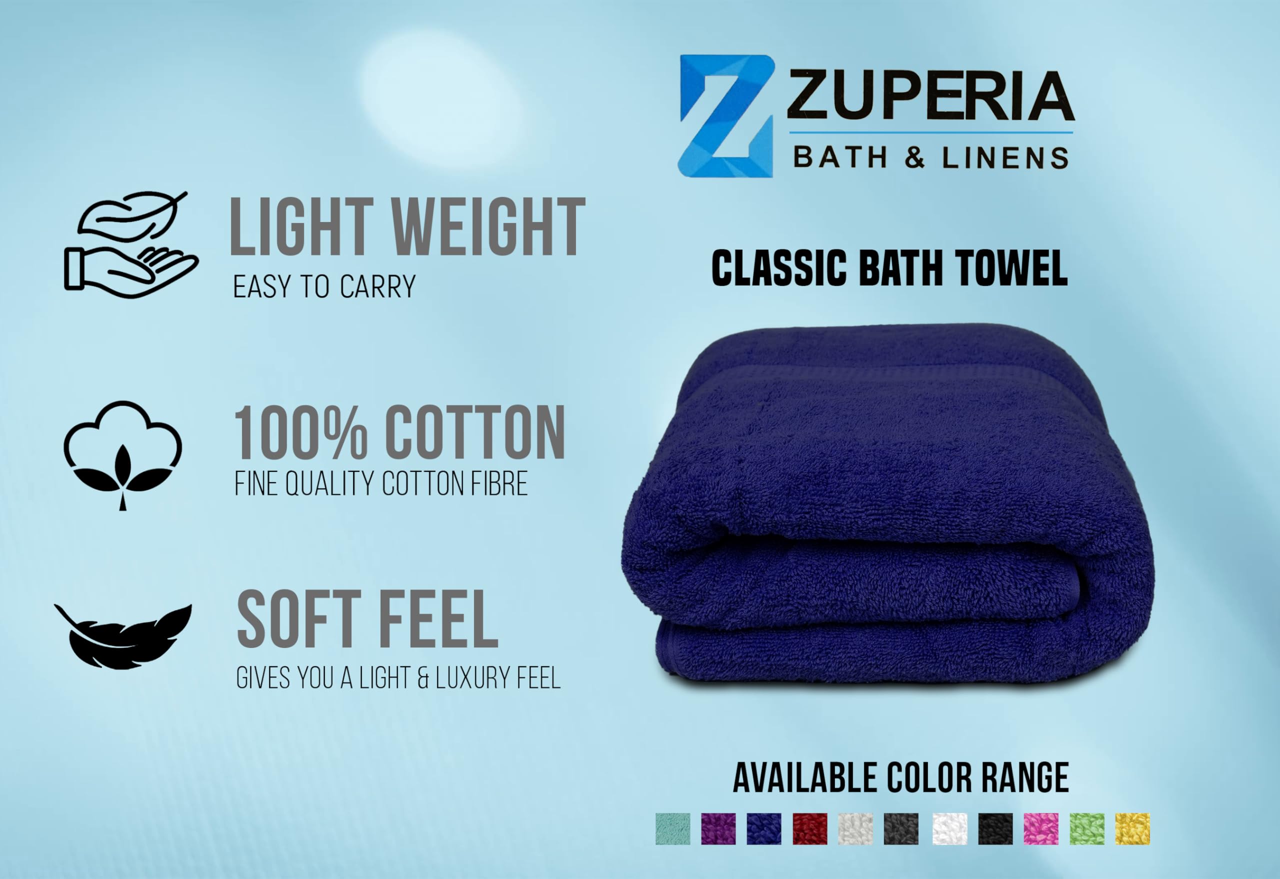 Zuperia Premium Bath Towel, 100% Cotton Towels For Bathroom (30X60 Inches, Pack Of 4, Pink/Navy Blue), Absorbent Bath Towels, Li