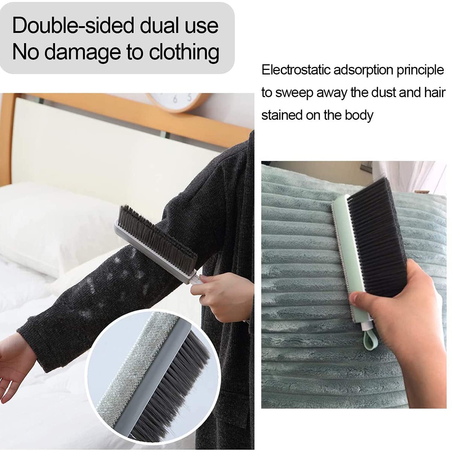 Bed Cleaning Brush Sofa Hair Removal Dust Brush Clothes Sticky Brush Double-Sided Bed Brush For Soft Clothes, Desks, Cars And So