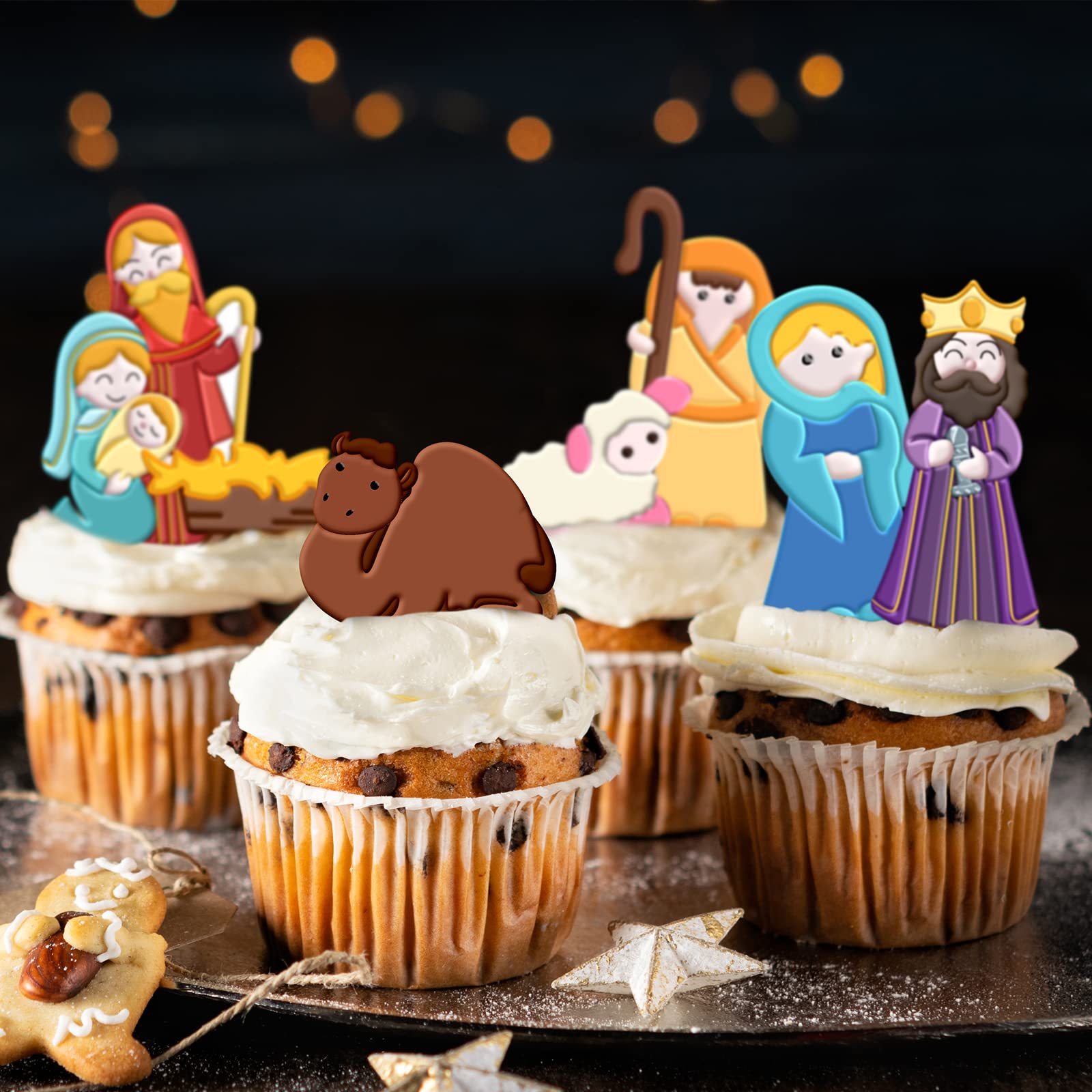 Whaline 2Pcs Christmas Fondant Molds Nativity Silicone Moulds Night of Birth Resin Baking Molds Jesus' Birth Theme Cake Decorating Molds for Xmas Handmade DIY Candy Chocolate Cookie Sugarcraft