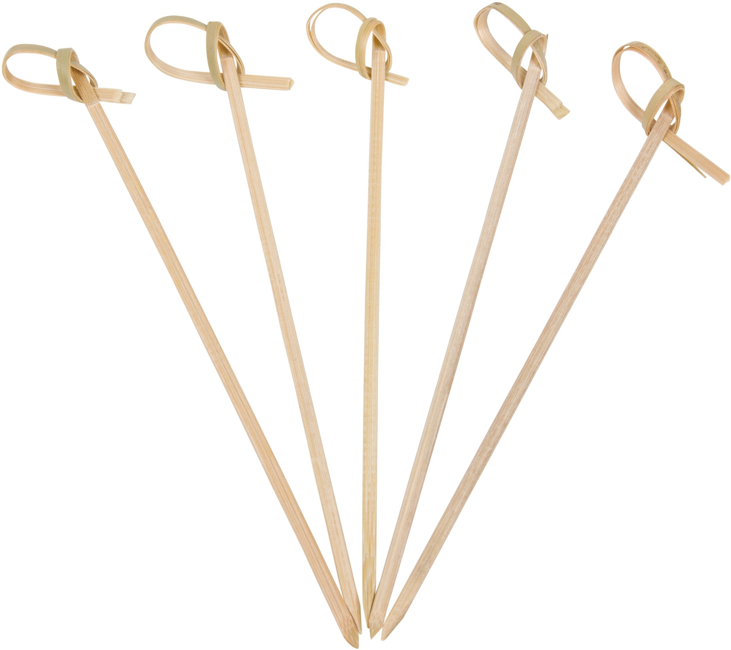 Kingseal Bamboo Wood Flower Knot Picks, Skewers, 4.5 Inches, Perfect For Cocktails And Appetizers - 2 Packs Of 100 Each (200 Cou