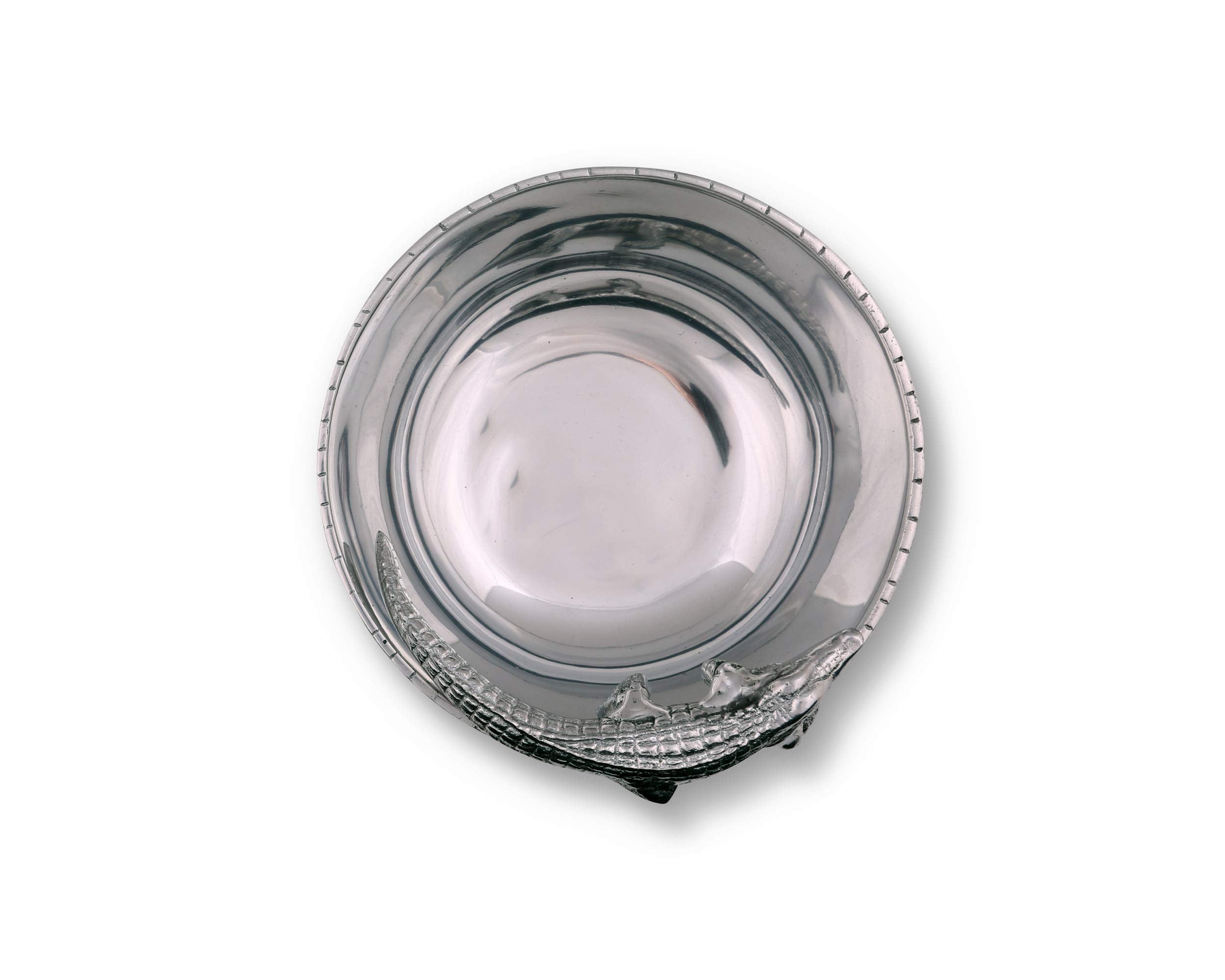 Arthur Court Designs Aluminum Metal Alligator Gator Skin Pattern Nut Snack Side Condiment Bowl 6 Inch Diameter