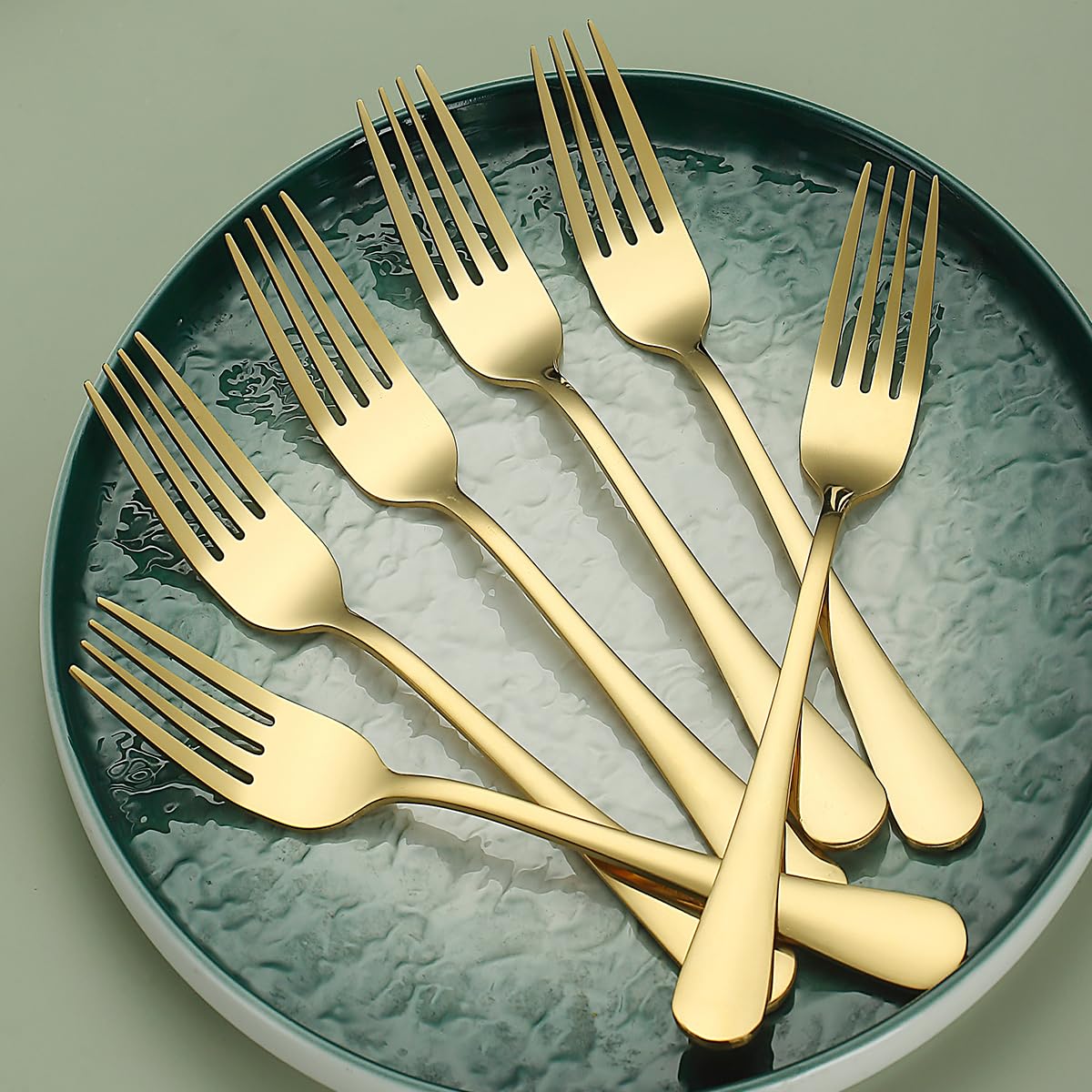 Evanda Gold Dinner Fork 12 Pieces  Gold Titanium Plating Stainless Steel 8.07inch Forks  Cake Forks  Table Forks Dessert Forks  Easy To Clean  Dishwasher Safe