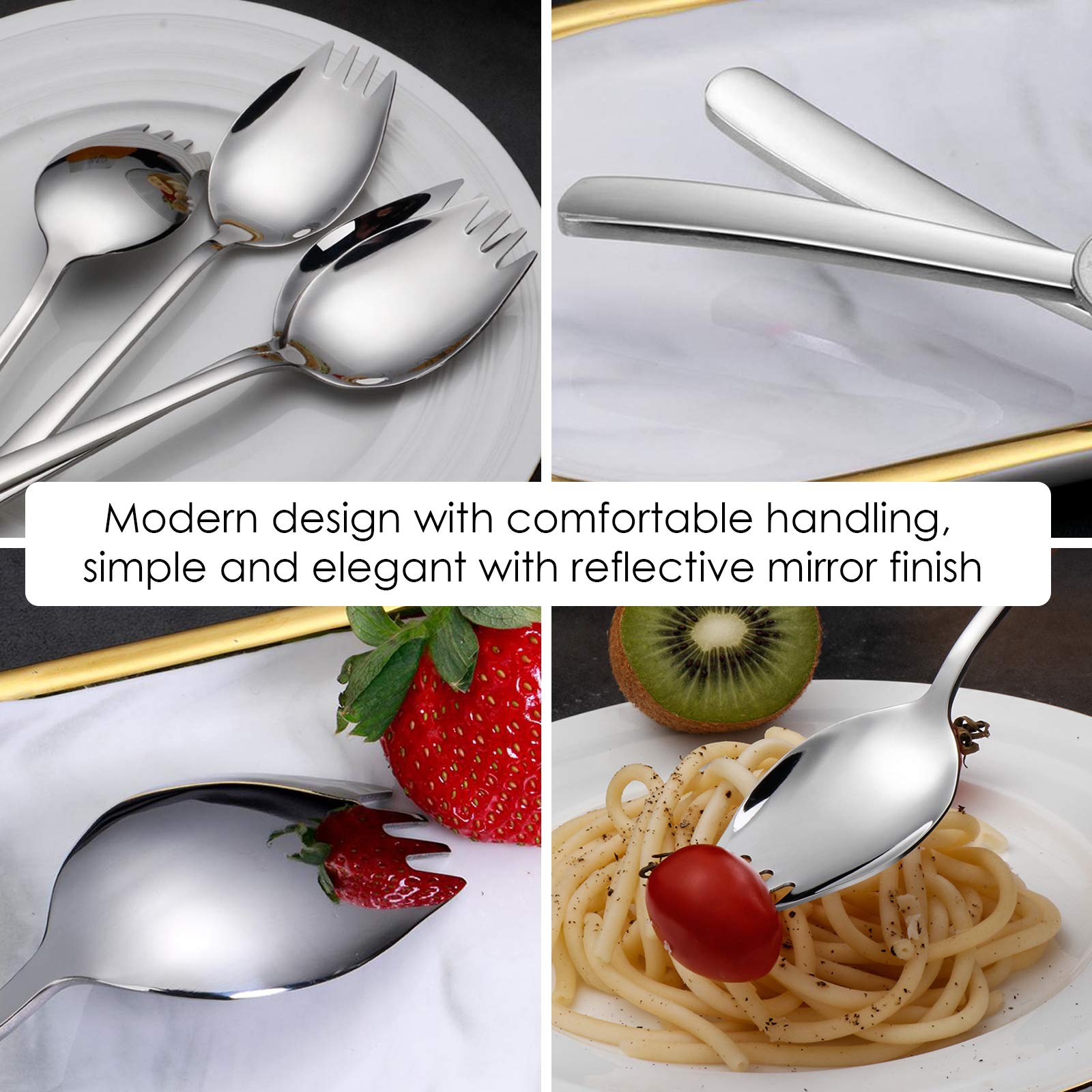 Set Of 8, Heavy-Duty Soup Spoons And Sporks, Sourceton Stainless Steel Soup Spoons Spork Spoon For Ice Cream Spoon Salad Forks