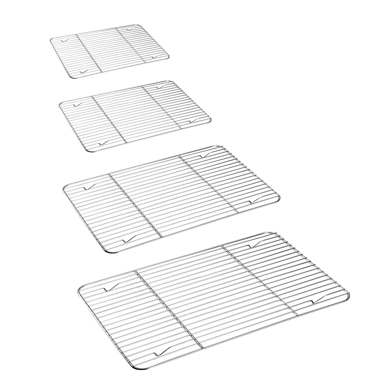 P&P Chef Cooling Rack Set For Baking Cooking Roasting Oven Use, 4-Piece Stainless Steel Grill Racks, Fit Various Size Cookie She