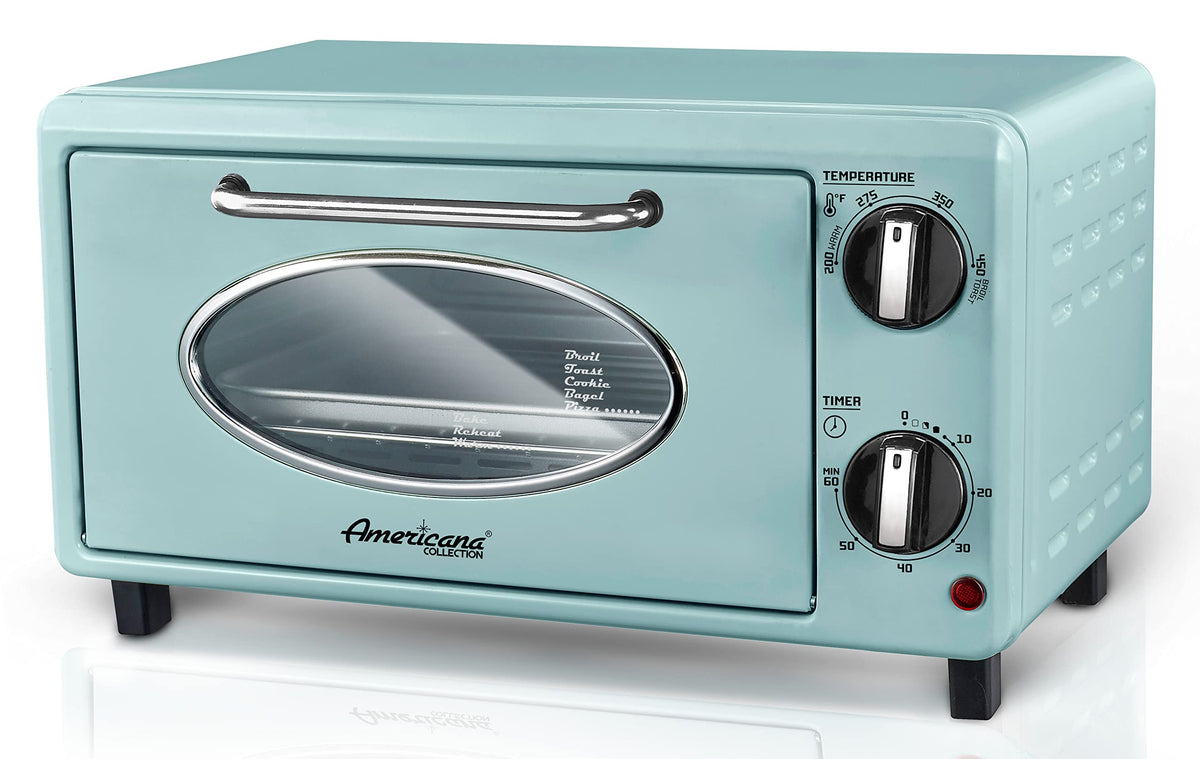 Elite Gourmet By Maximatic Americana Collection Eto147M Diner 50S Retro Countertop Toaster Oven, Bake, Toast, Fits 8    Pizza, T