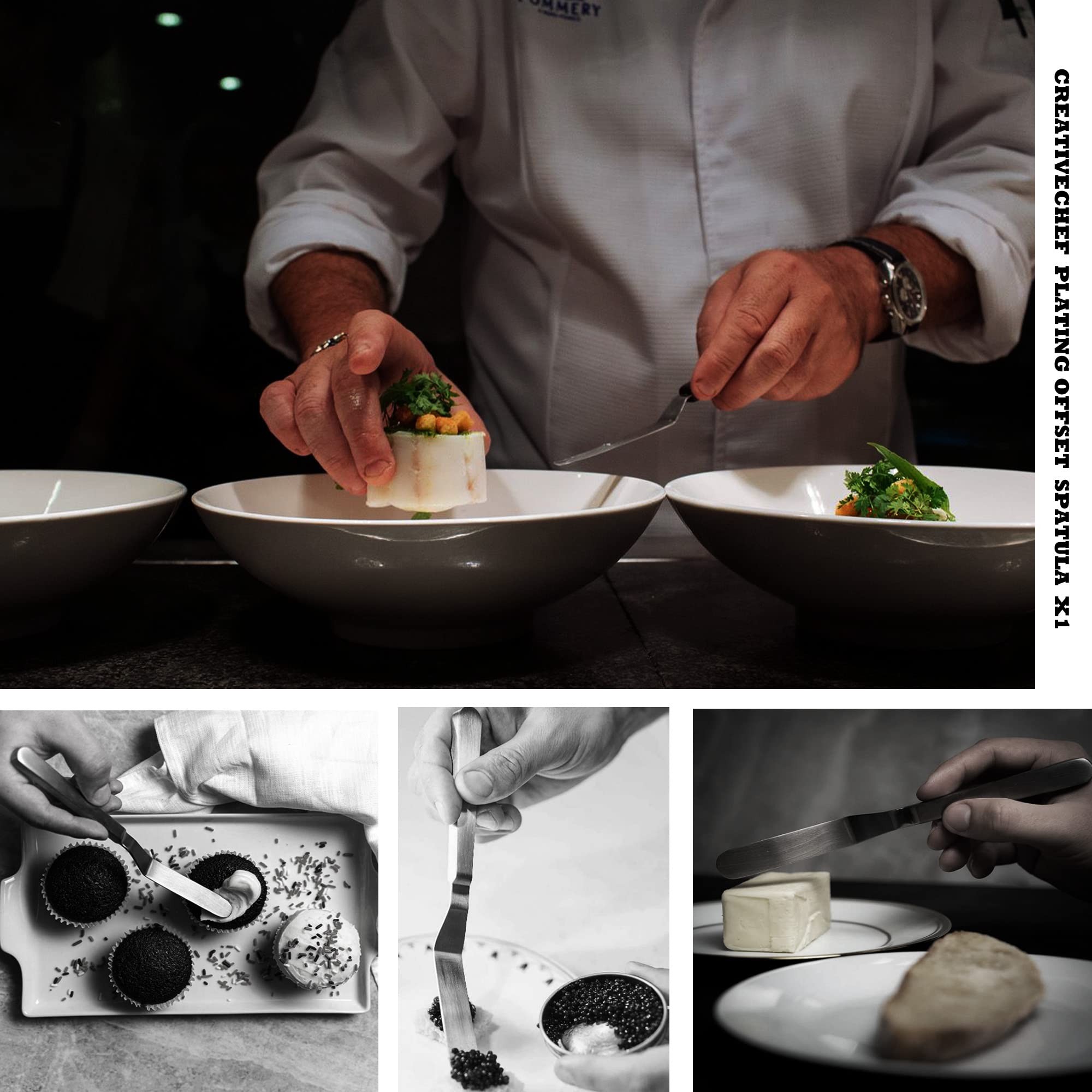 Creativechef Professional Chef Plating Kit, 10 Piece Culinary Plating Set, Black, Stainless Steel (10 Piece, Black)