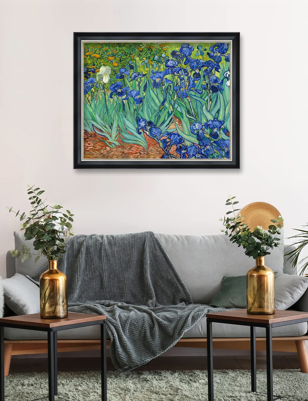 Decorarts - Irises In The Garden By Vincent Van Gogh. Giclee Print Art Reproduction With Matching Solid Wood Frame In Classical