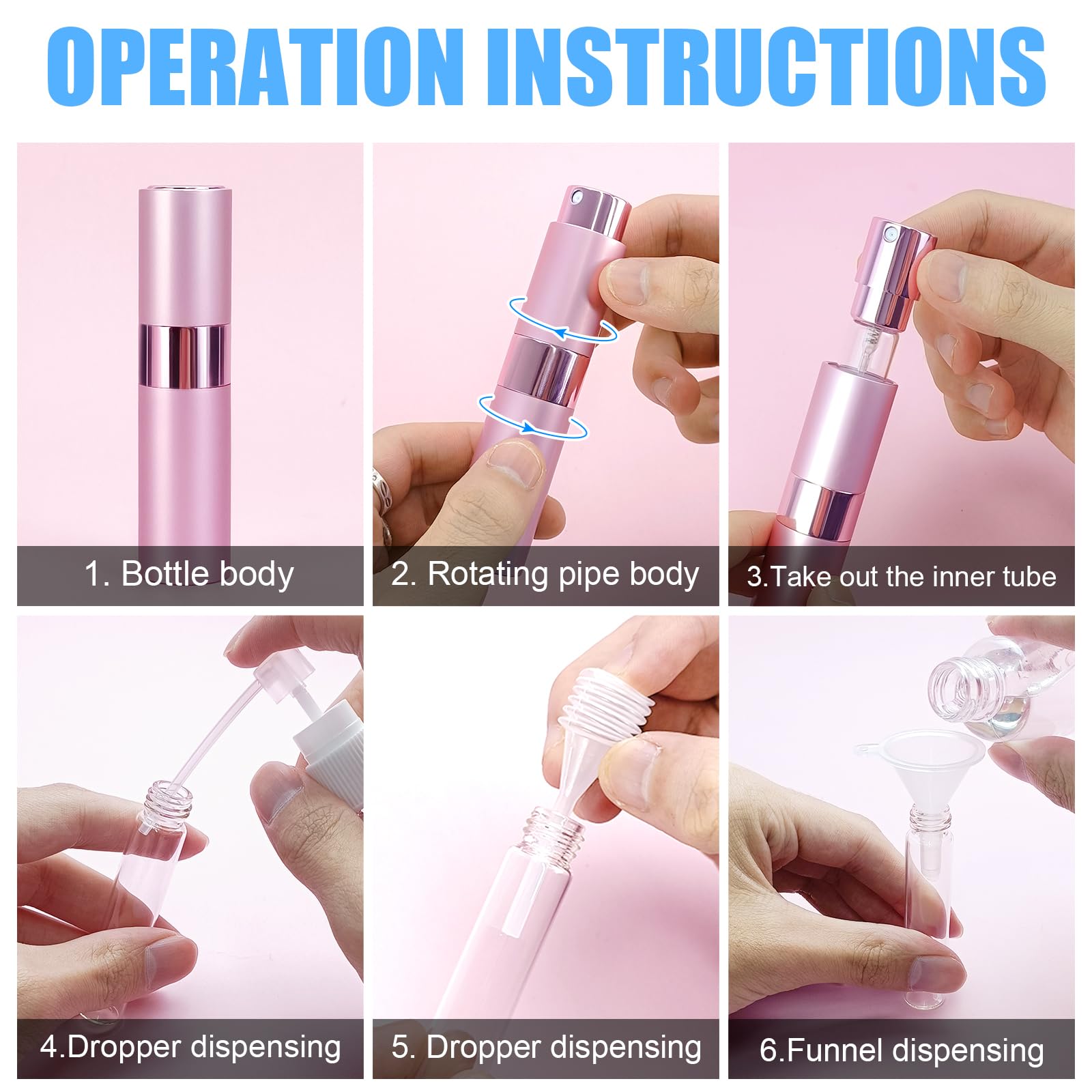 Qmoeh 4Pcs 8Ml Refillable Perfume Atomizer Travel, Portable Mini Pocket Perfume Atomizer Bottle Spray For Women Mens Small Miste