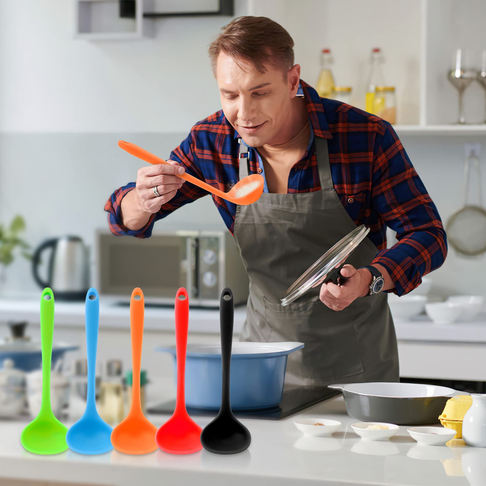 5 Pieces Silicone Ladles For Cooking - Small Soup Ladle Spoon Heat Resistant Kitchen Ladle Spoons, Cooking And Serving Spoon For