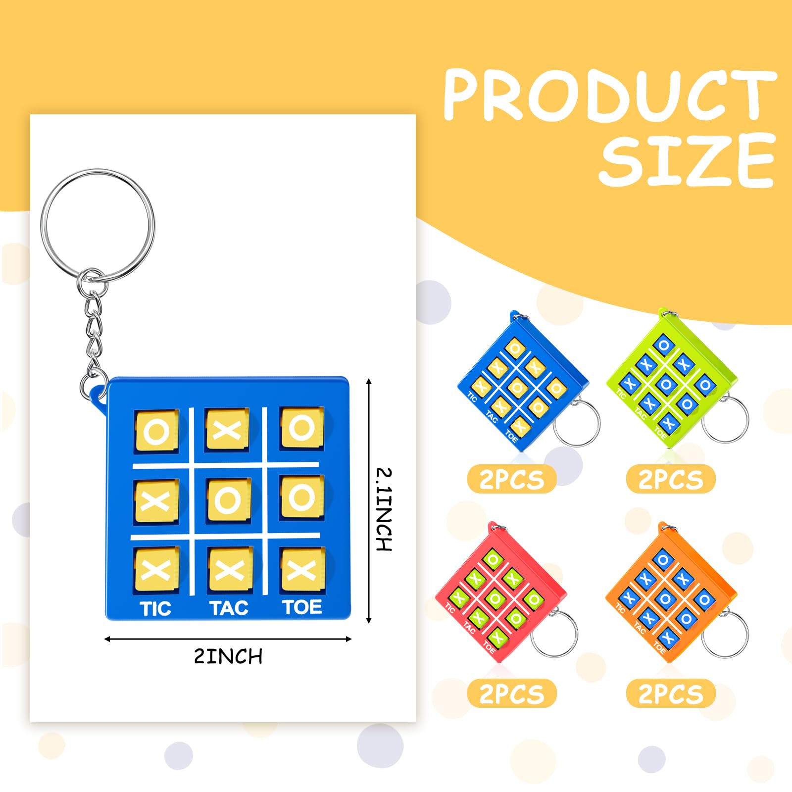Hicarer Tic Tac Toe Keychain For Kids Ages 8-12 Party Favors Plastic Keyholders For Mini Backpack Clip Birthday Party (Red, Blue