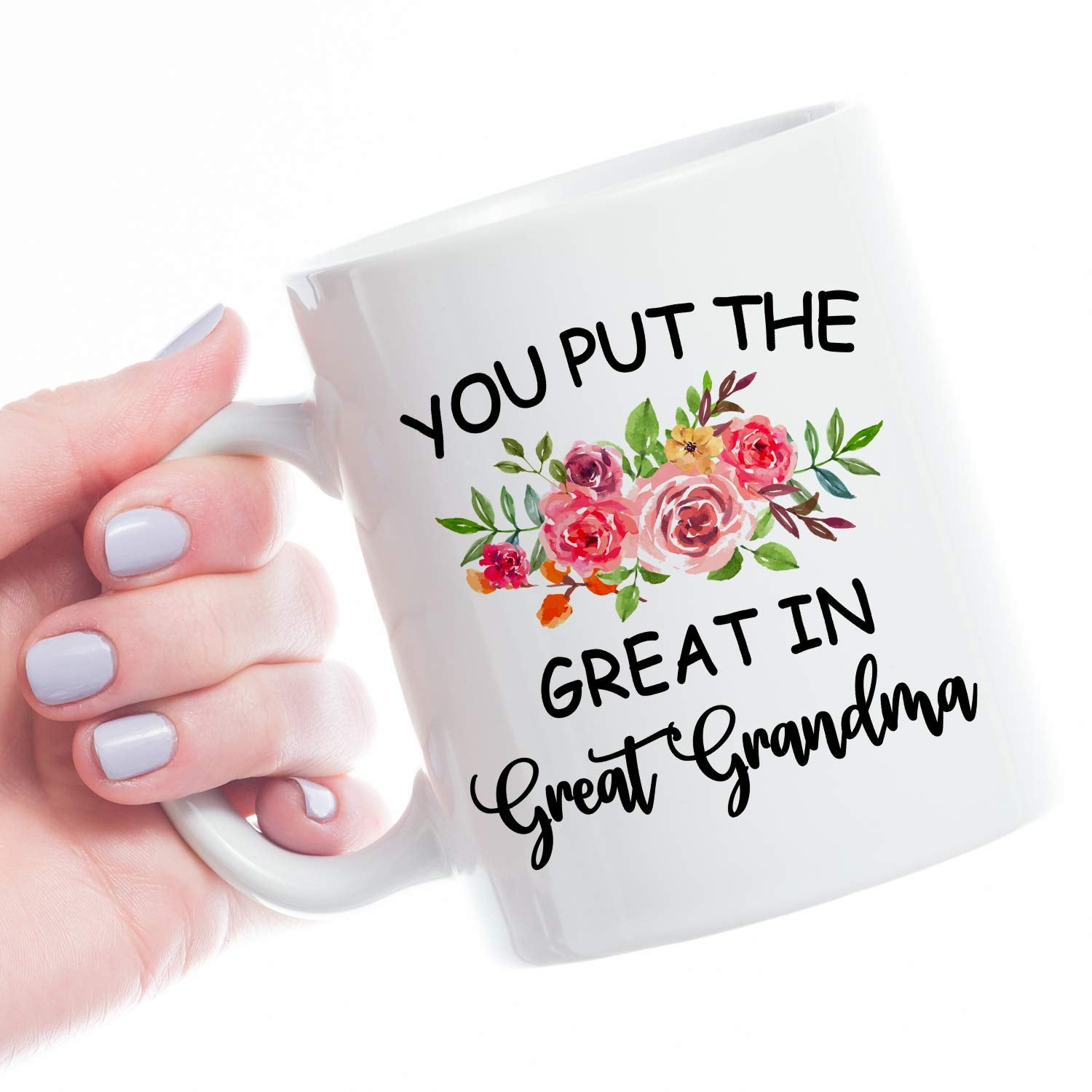 Greatingreat retire you put the great in great grandma cup-Christmas Gifts Grandma Coffee Mug from Granddaughter Grandson  Birthday Gifts Idea for Grandma Grandmother Cup White  11 Oz