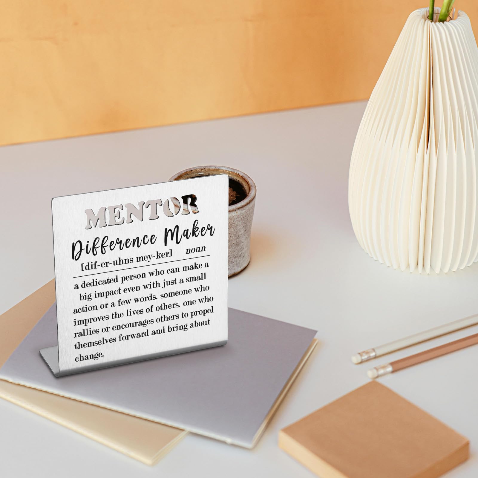 SOSREBEDR Thank You Appreciation Sign for Mentor, 'Thank You for Being Part of My Life', 4 x 4 Stainless Steel Tabletop Decor Si