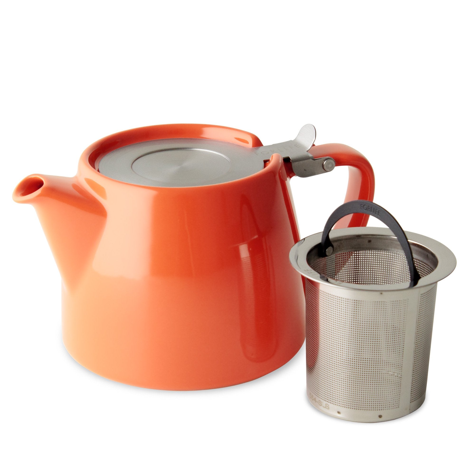 Forlife Stump Teapot With Sls Lid And Infuser, 18-Ounce, Carrot