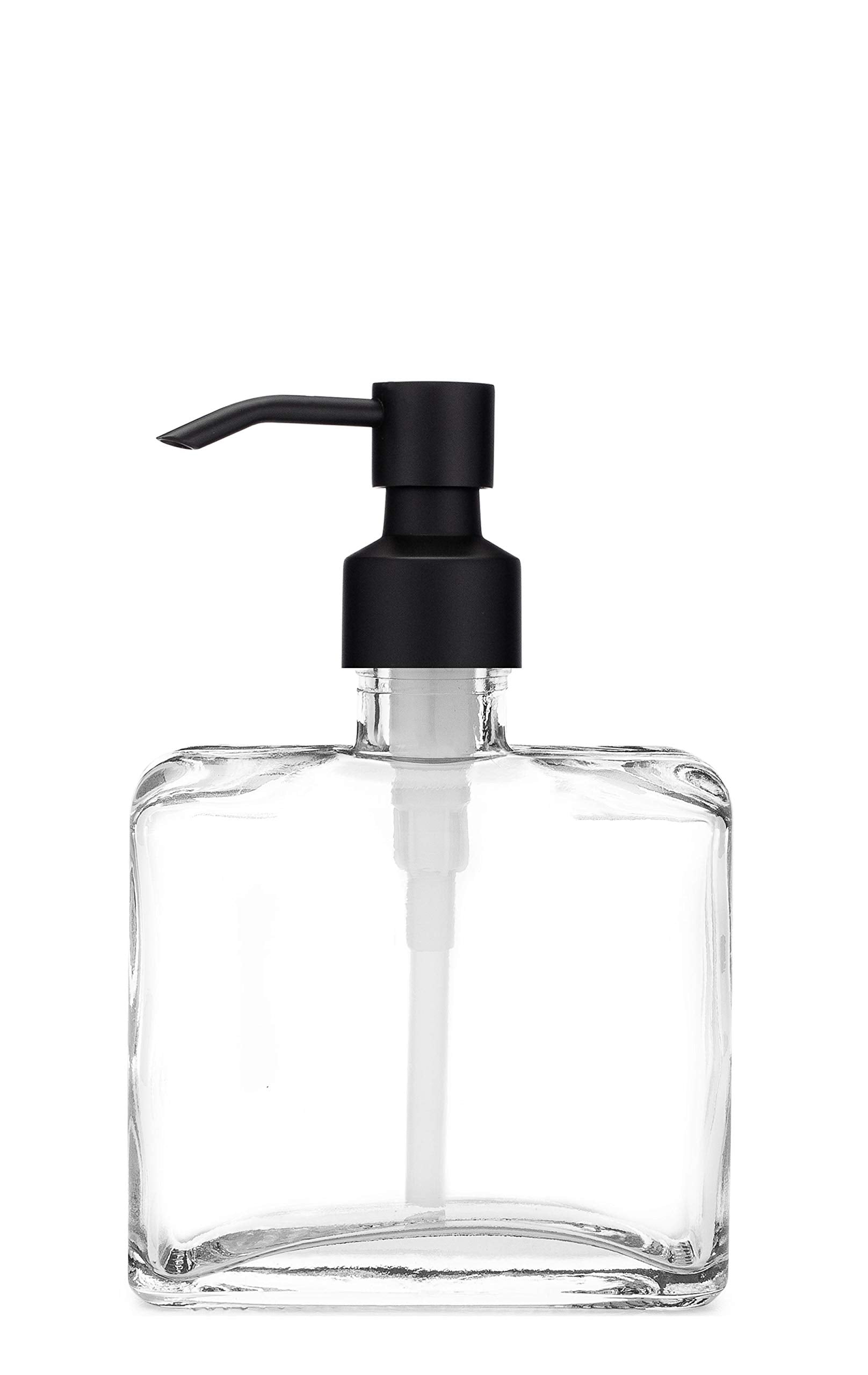 Rail19 Urban Square Recycled Glass Soap Dispenser with Metal Pump, 8.5oz (Cali Black)