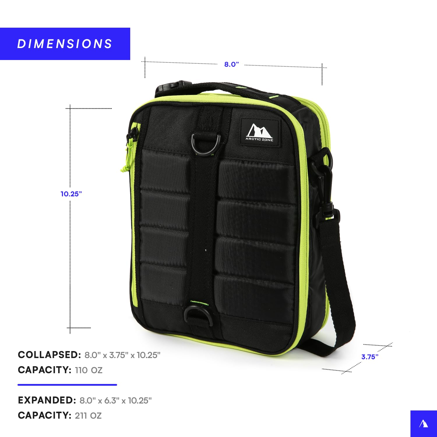 Arctic Zone Ultimate Upright Expandable Lunch Pack, Black