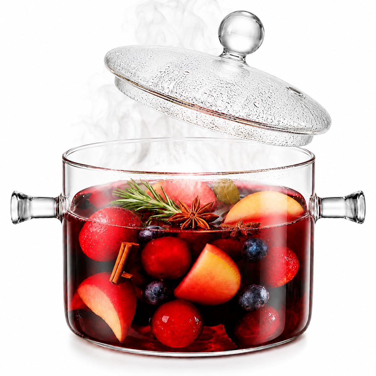 Clear Glass Potpourri Simmer Pot and Cookware for Cooking Stews Hot Beverages Noodles Milk Baby Food Spices, Borosilicate Glass 