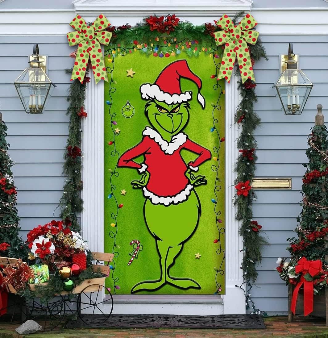 10 Pack Red Green Bows Christmas Tree Decorations,9   x13    Large Wreath Bow with Glitter Red Green Dot for Xmas Home Fence Sta