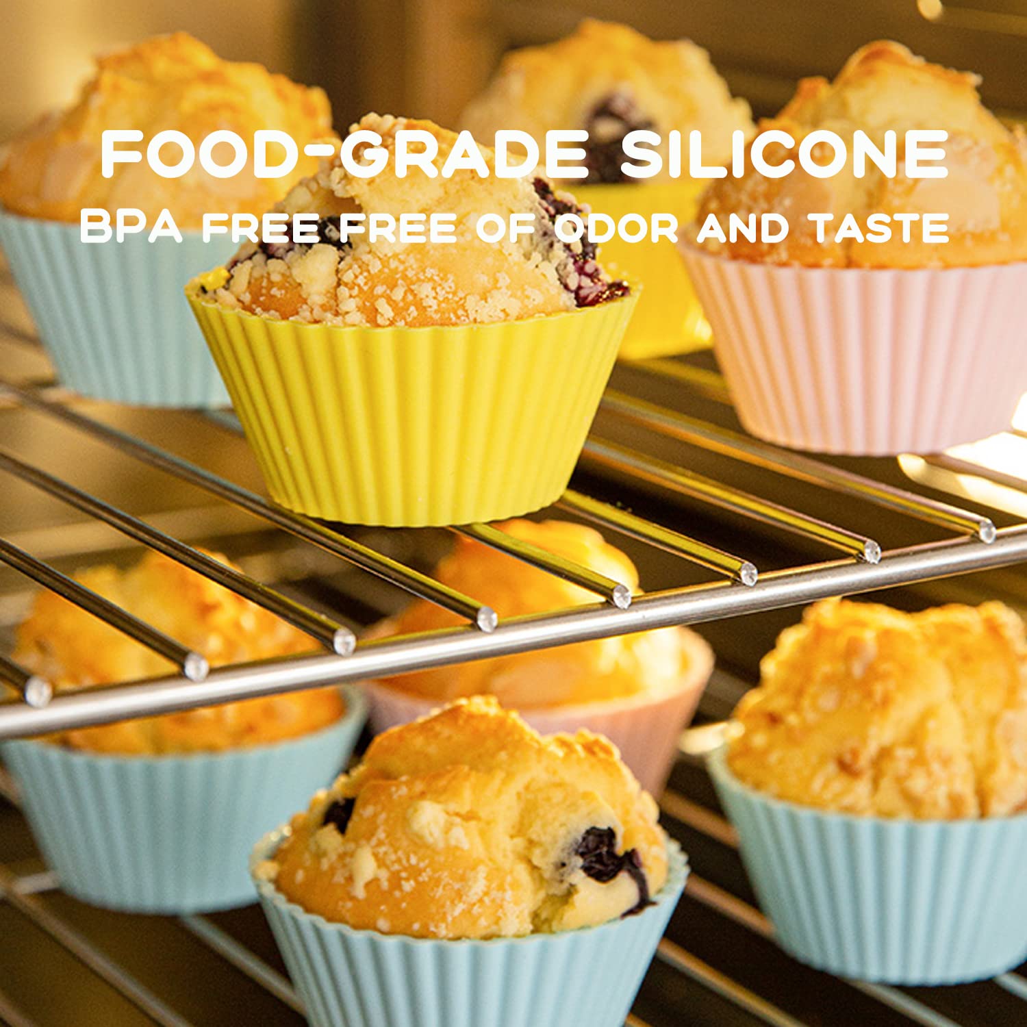 16 Pack Silicone Cupcake Liners, Reusable Muffin Cups For Baking Cake Molds, Muffin Liners, Dishwasher Safe Standard