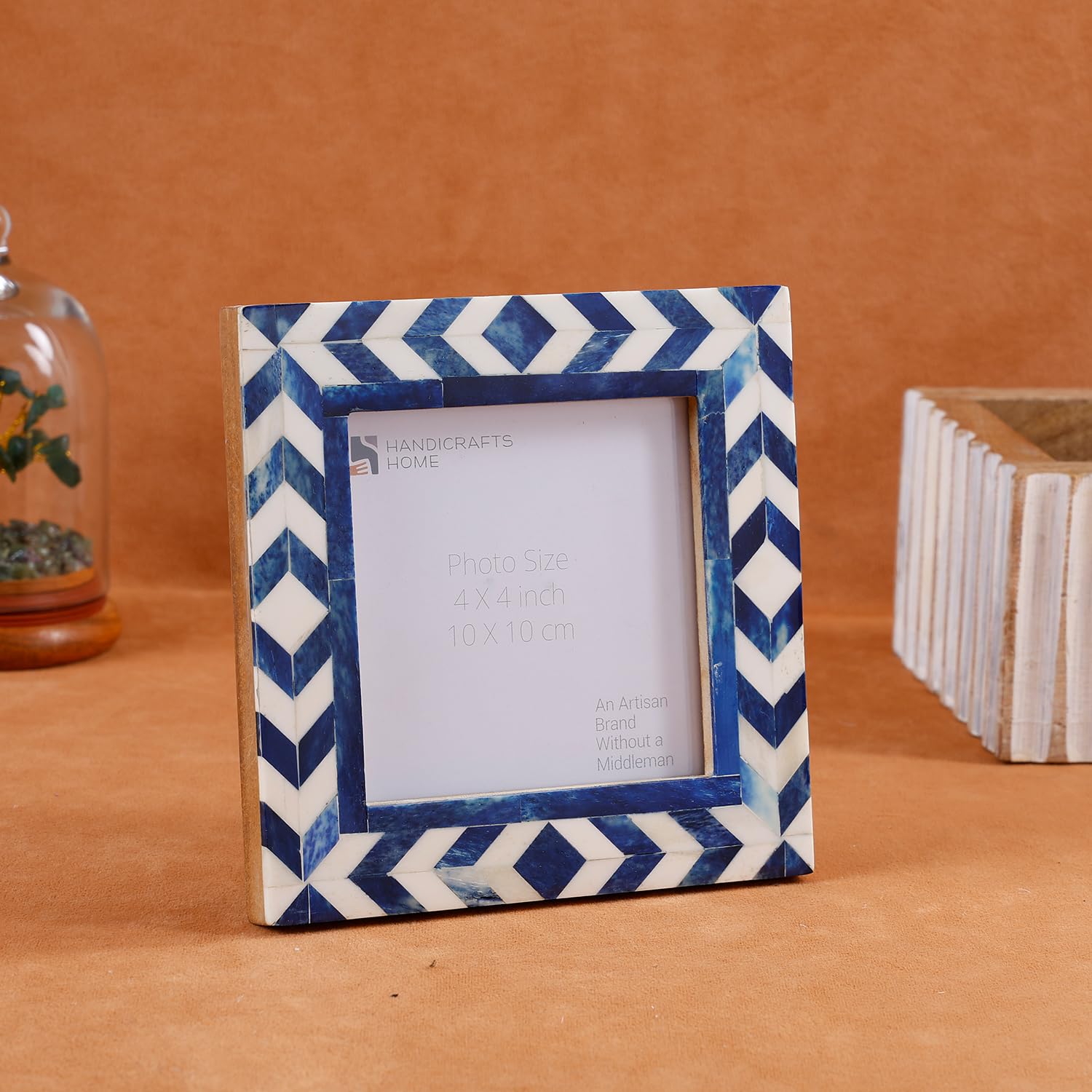 Handicrafts Home Picture Frames Chevron Pattern Inspired Handmade Gifts Photo Frame Blue 4x4
